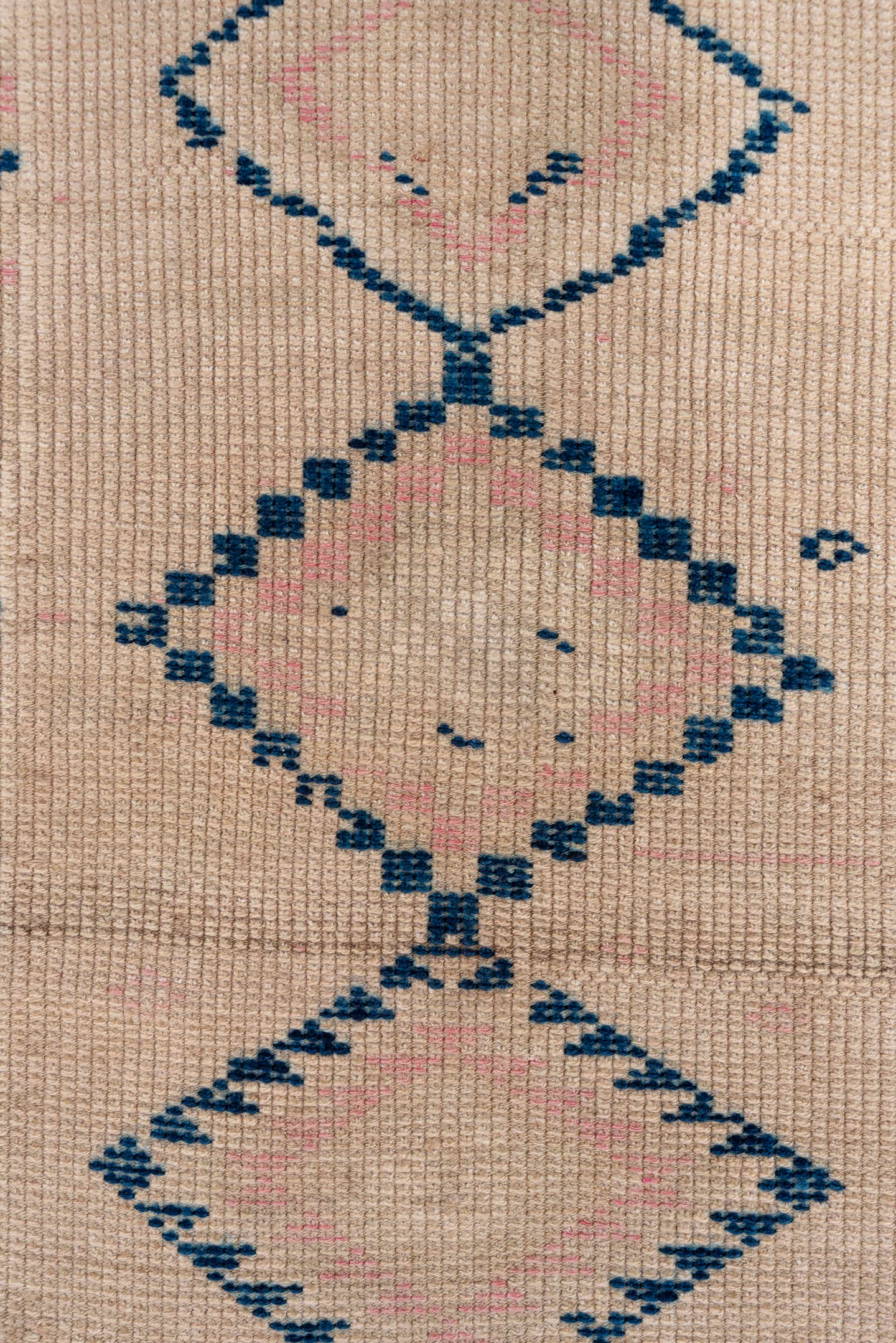 2' x 11' one-of-a-kind handmade vintage Oushak runner rug. Color palette: ivory, blue, pink, taupe, brown, beige, gray