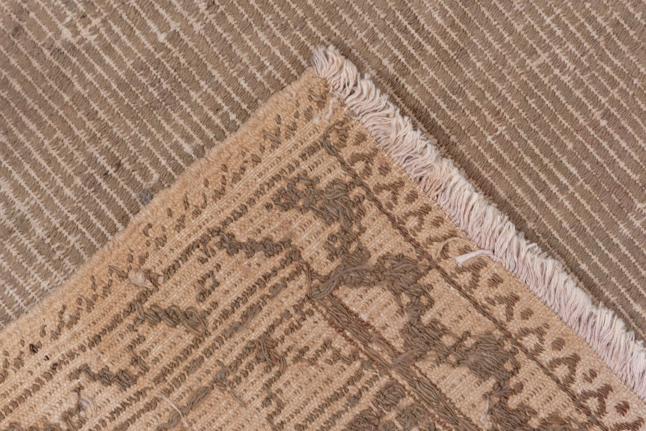 2' x 3' one-of-a-kind handmade vintage Jijim small size rug. Color palette: taupe, blush, beige, ivory, camel, gray, pink