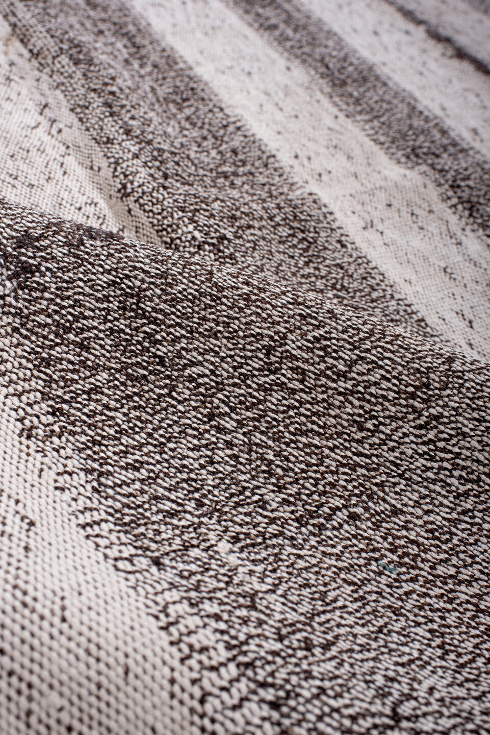 7' x 8' one-of-a-kind handmade vintage Kilim rug. Color palette: ivory, charcoal, taupe, cream, ebony, gray, black, beige