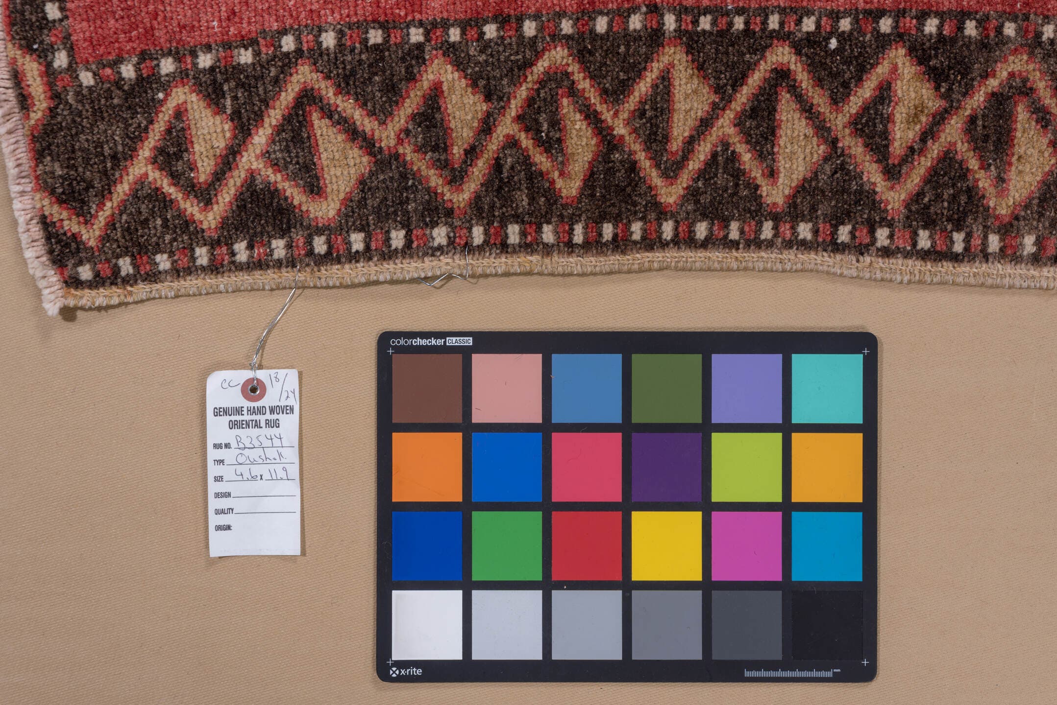 4' x 11' one-of-a-kind handmade vintage Oushak runner rug. Color palette: rust, charcoal, ivory, rose, burgundy, taupe