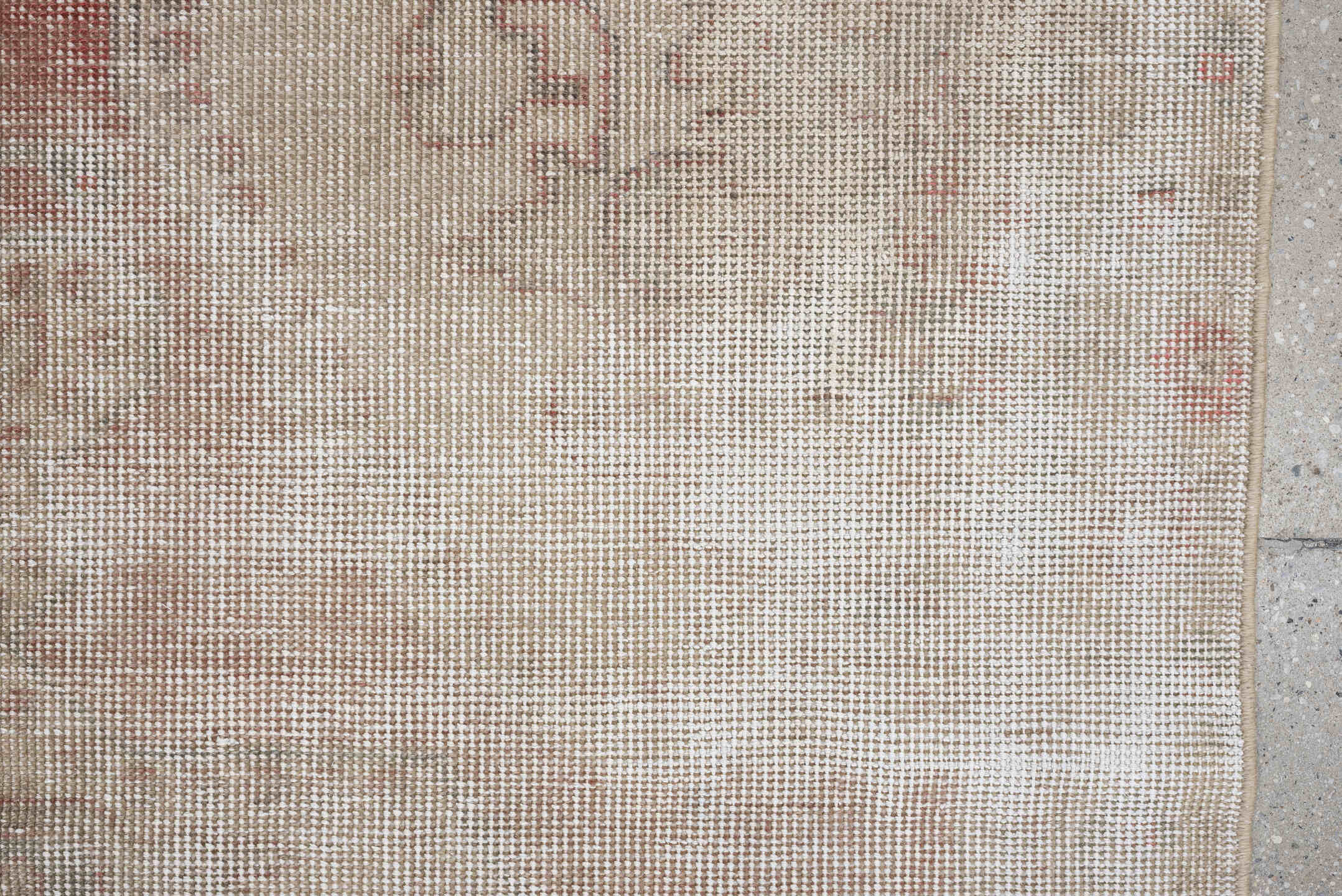 4' x 6' one-of-a-kind handmade vintage Sparta rug. Color palette: ivory, blush, taupe, sage, sand, pink, beige, gray, green