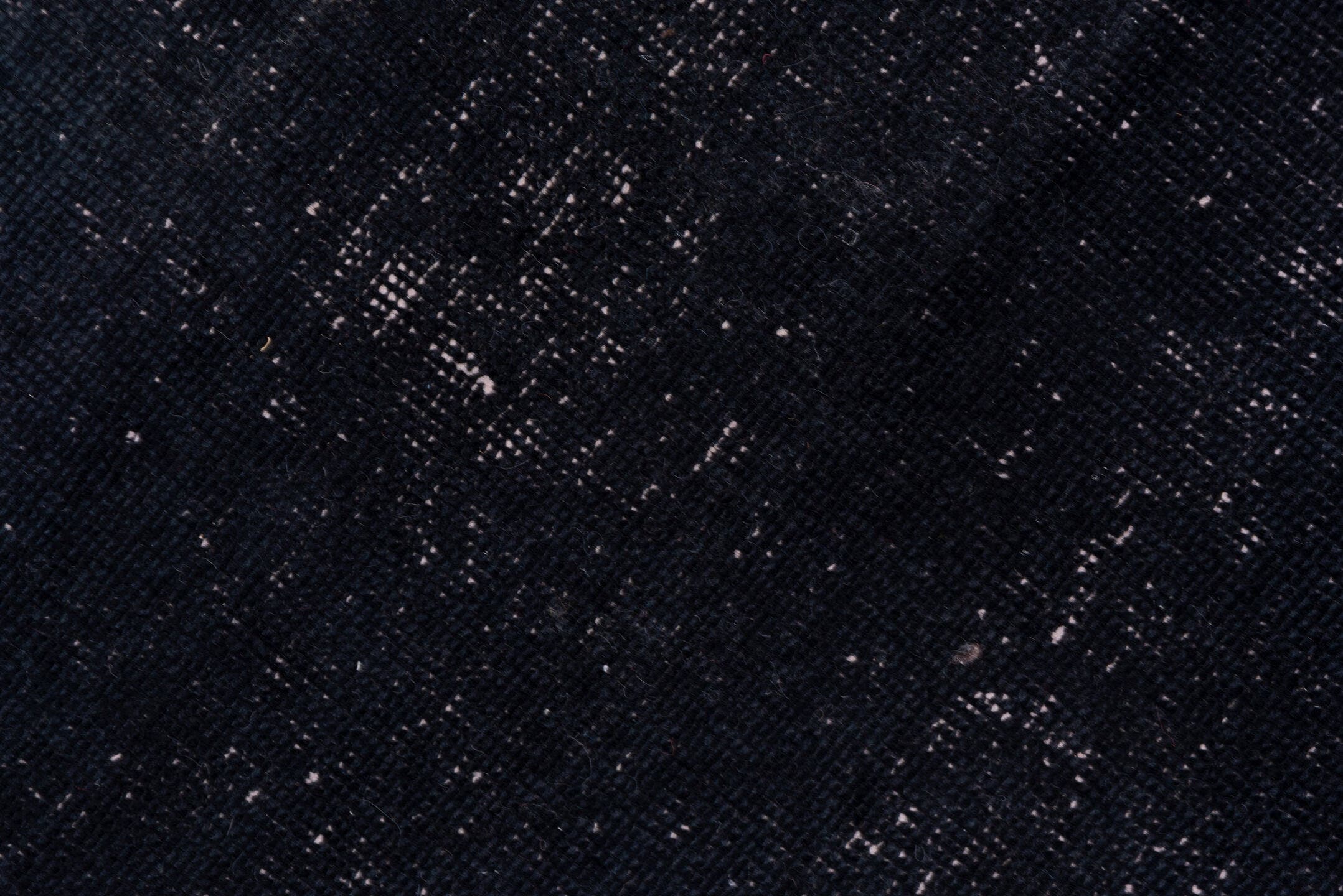 3' x 13' one-of-a-kind handmade vintage Overdyed runner rug. Color palette: charcoal, slate, ink, ebony, gray, black