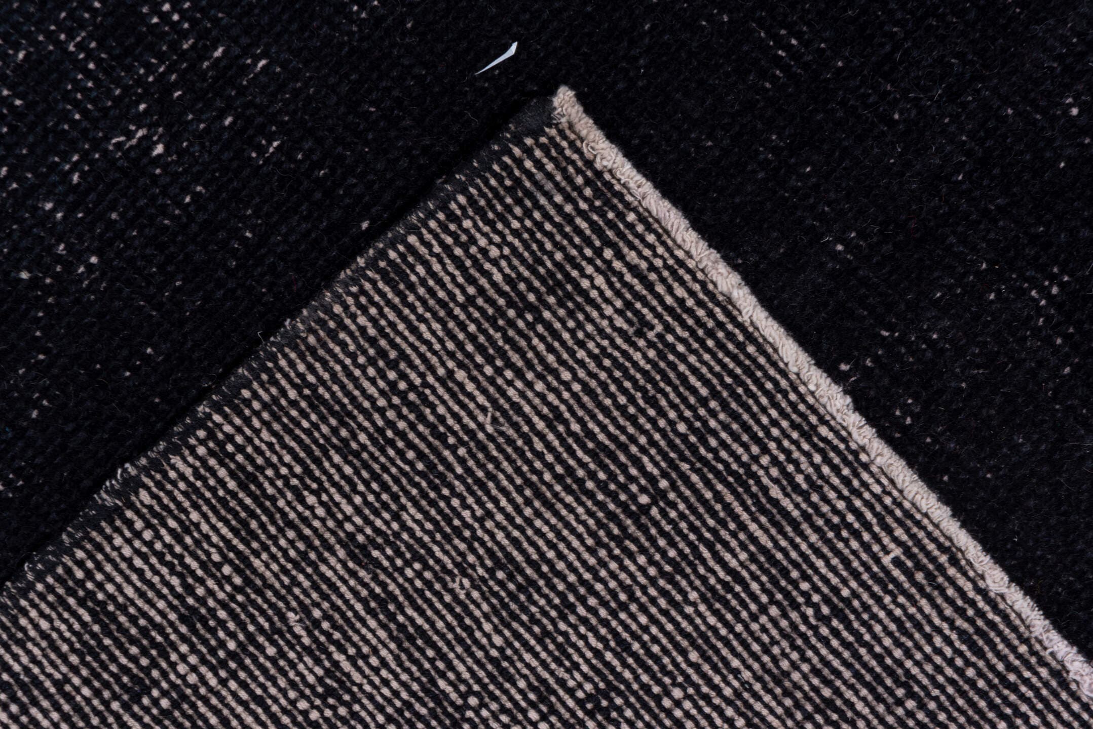 3' x 13' one-of-a-kind handmade vintage Overdyed runner rug. Color palette: charcoal, slate, ink, ebony, gray, black
