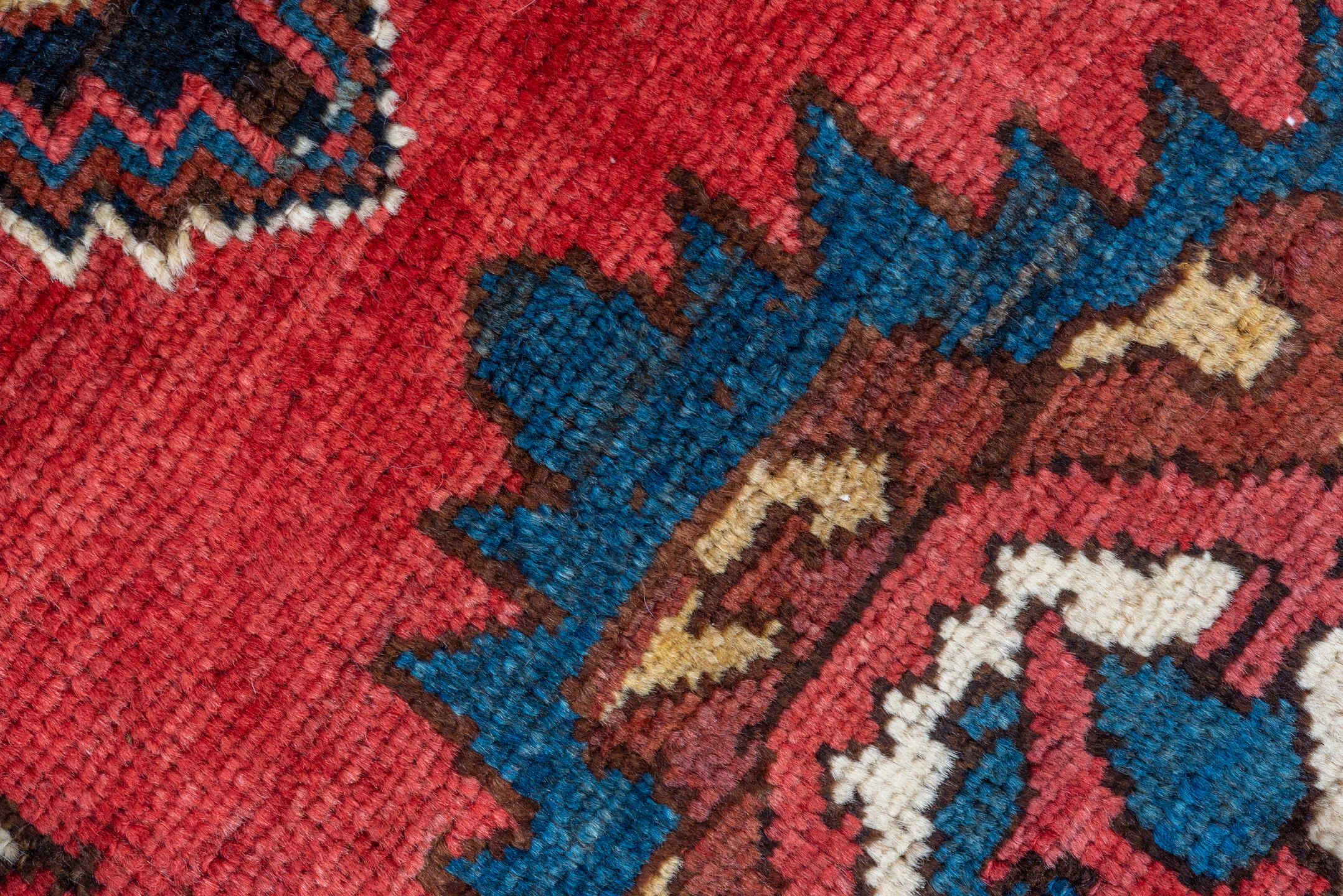 3' x 11' one-of-a-kind handmade vintage Malayer runner rug. Color palette: black, blue, brown, gray, pink, red