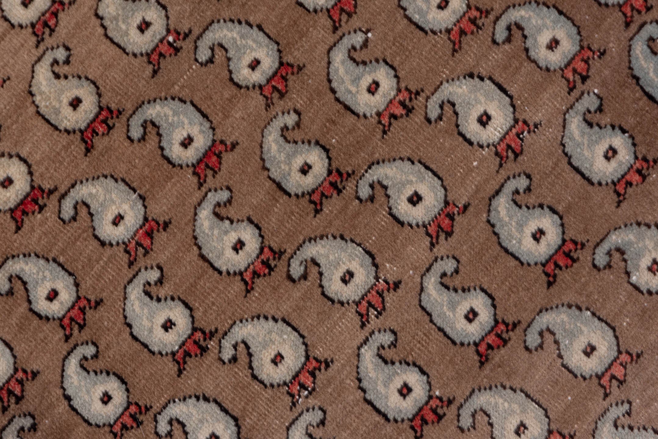 2' x 8' one-of-a-kind handmade vintage Oushak runner rug. Color palette: taupe, ivory, rust, slate, brown, beige, gray