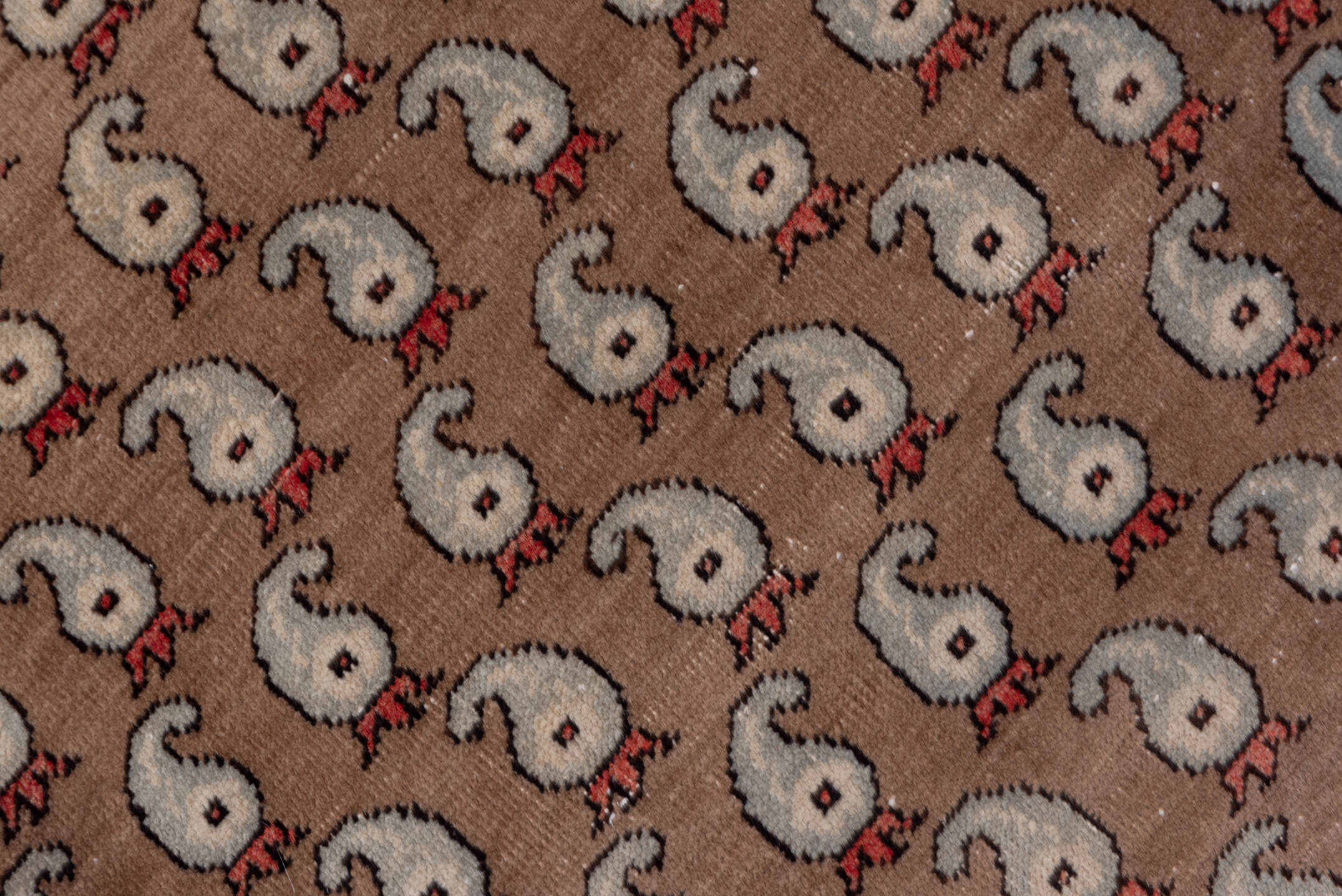 2' x 8' one-of-a-kind handmade vintage Oushak runner rug. Color palette: brown, gray, off-white, pink, red, snow, white