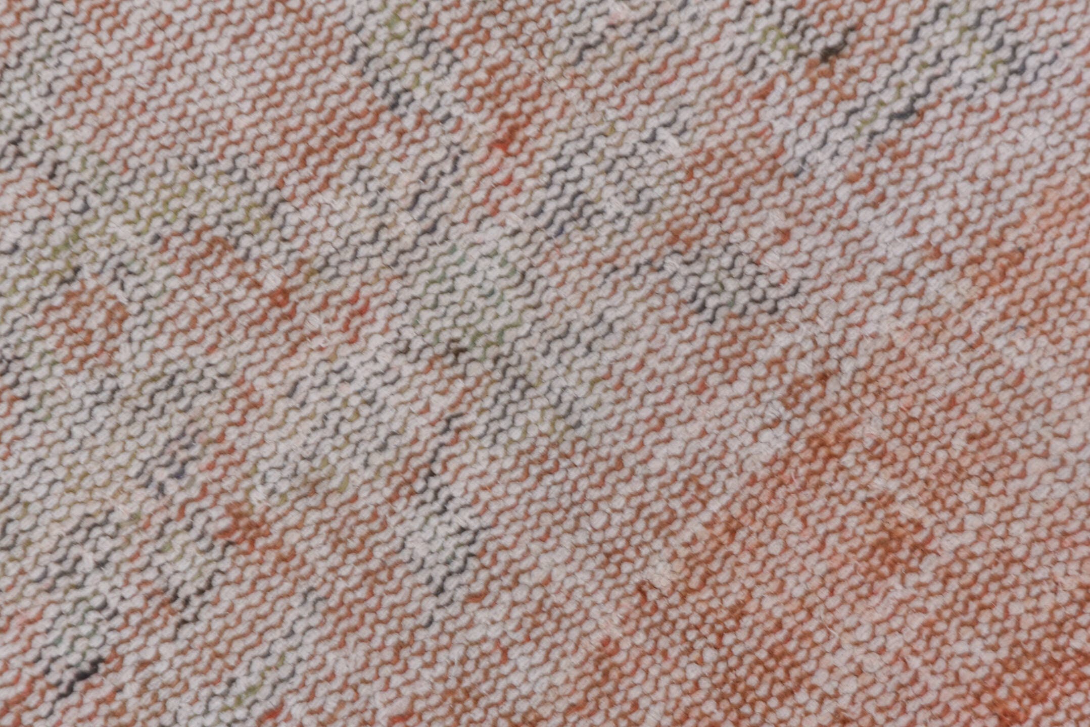6' x 9' one-of-a-kind handmade vintage Oushak medium size rug. Color palette: blush, ivory, silver, taupe, pale gray, peach