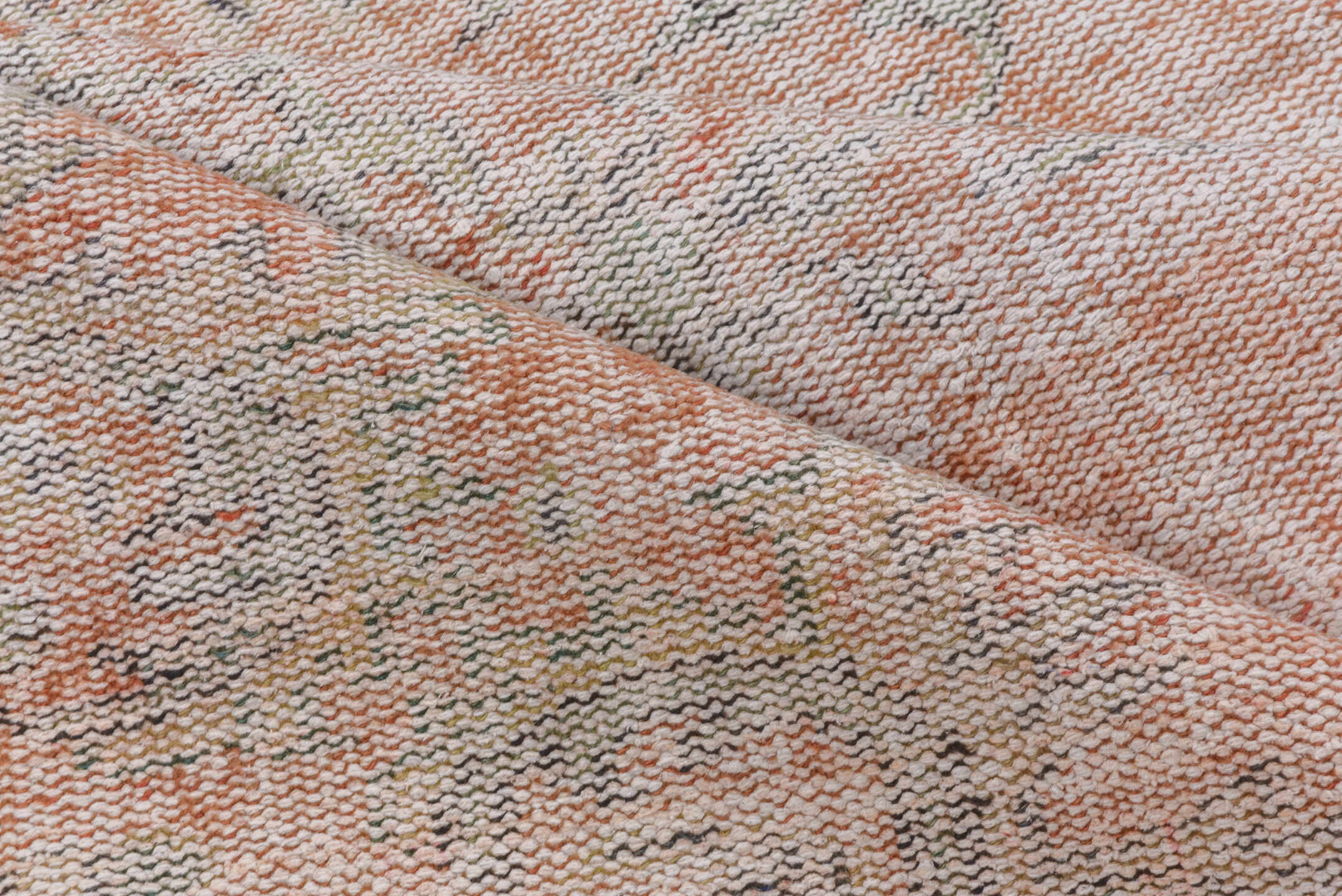6' x 9' one-of-a-kind handmade vintage Oushak medium size rug. Color palette: blush, ivory, silver, taupe, pale gray, peach