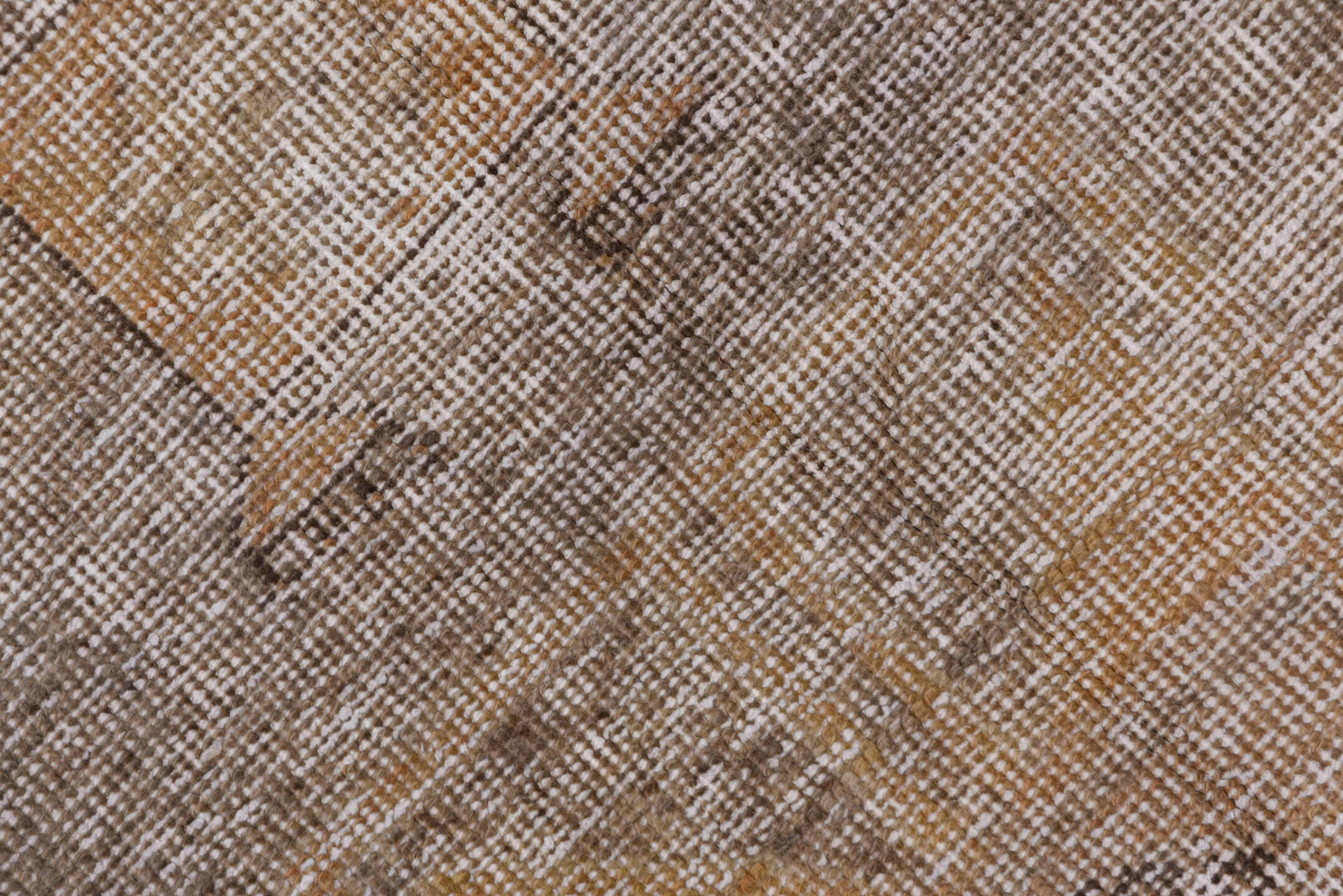 3' x 12' one-of-a-kind handmade vintage Oushak runner rug. Color palette: taupe, camel, beige, ivory, greige, gray