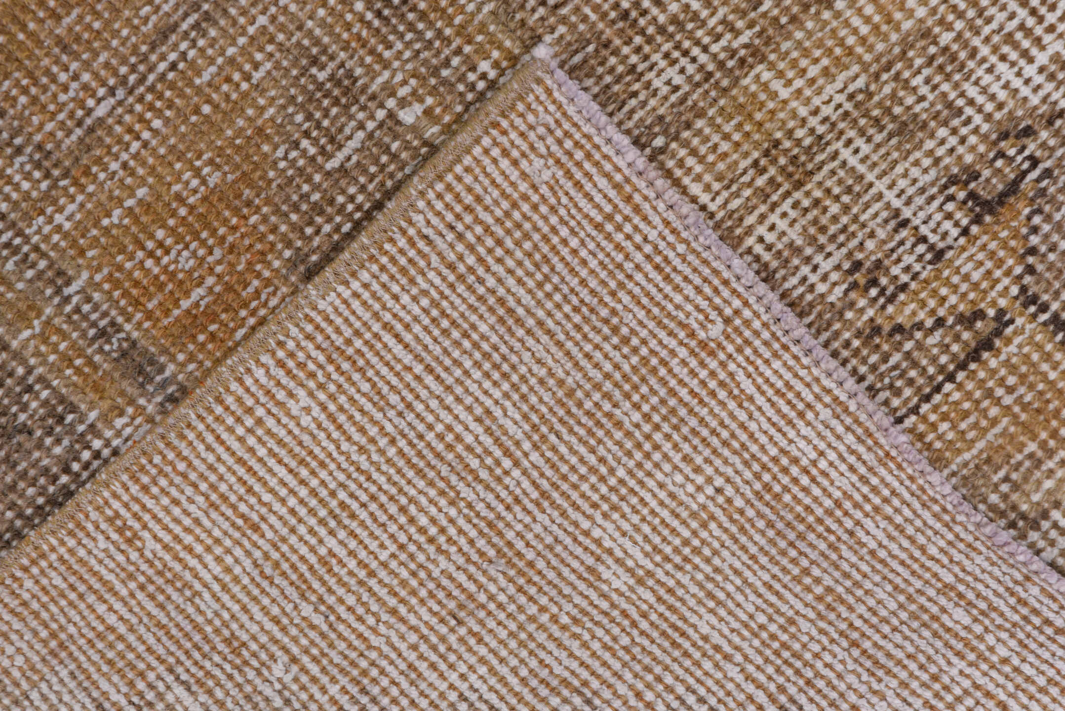 3' x 12' one-of-a-kind handmade vintage Oushak runner rug. Color palette: taupe, camel, beige, ivory, greige, gray