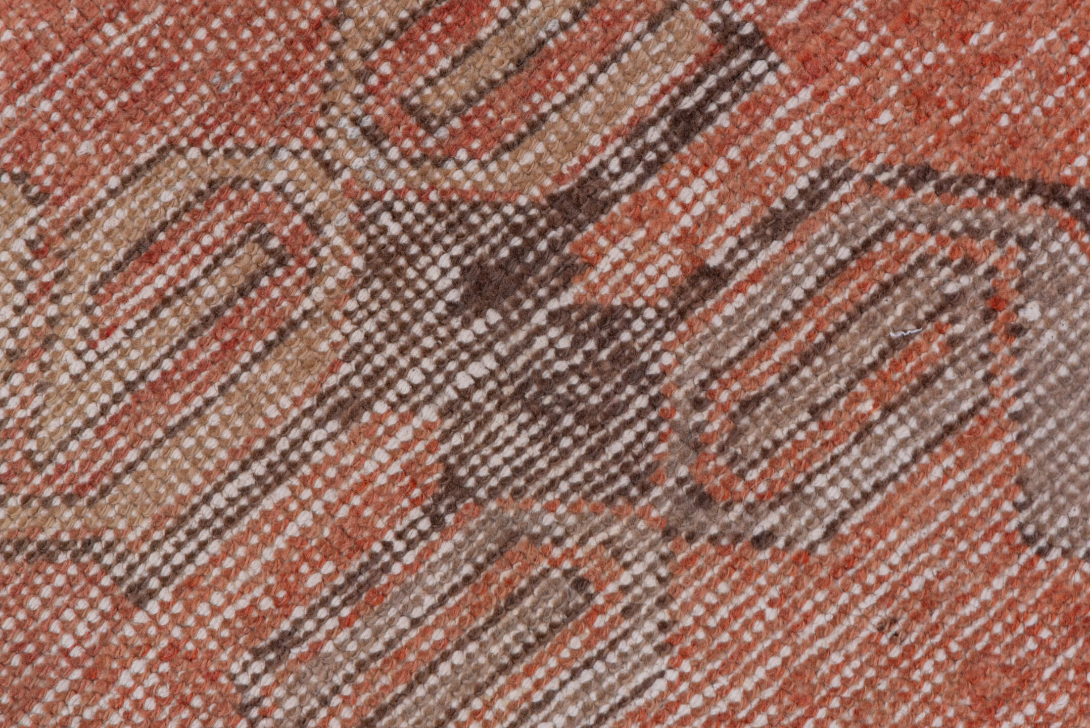 3' x 8' one-of-a-kind handmade vintage Oushak runner rug. Color palette: coral, taupe, ivory, charcoal, rose, camel