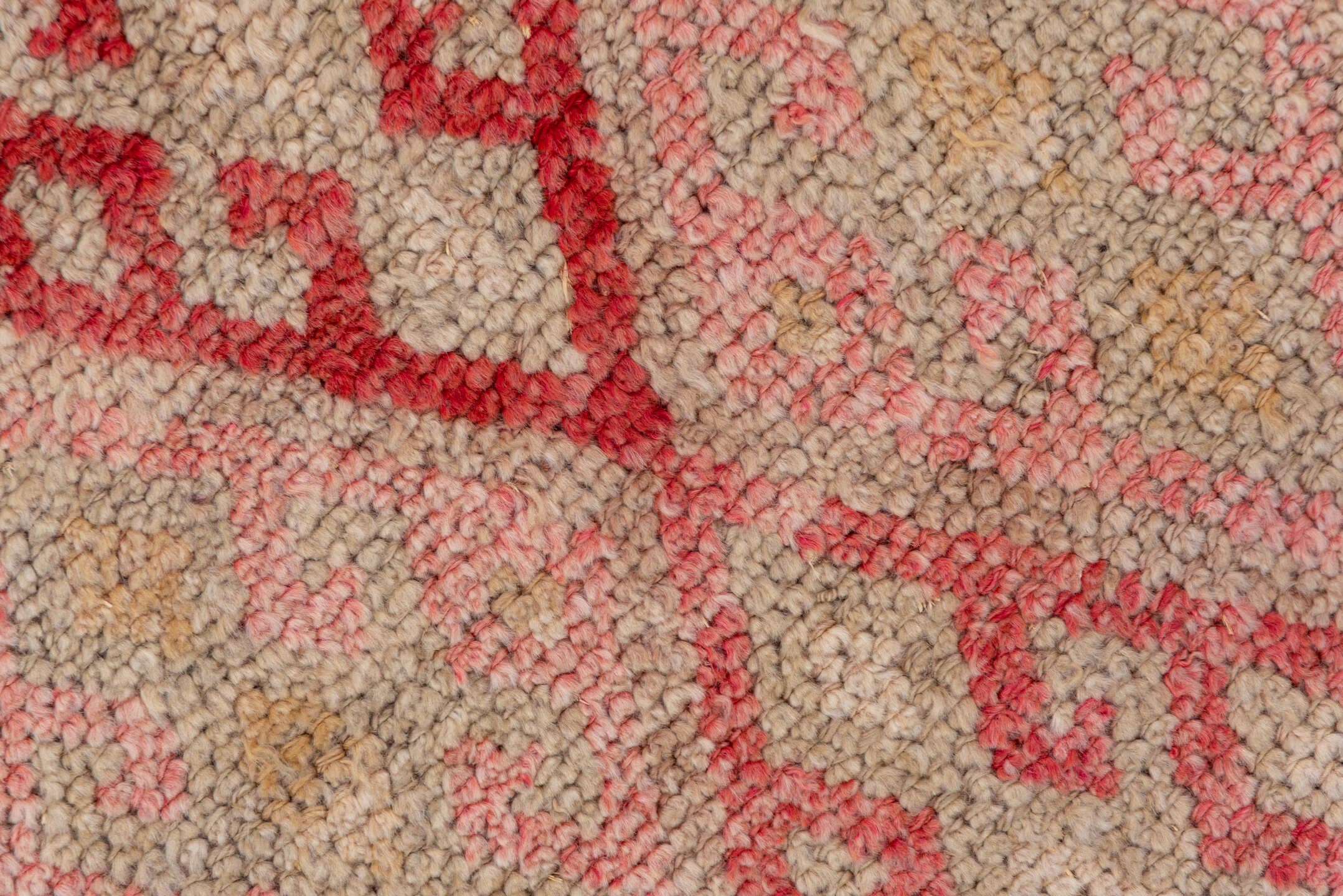 3' x 11' one-of-a-kind handmade vintage Oushak runner rug. Color palette: blush, ivory, coral, rose, taupe, camel, pink