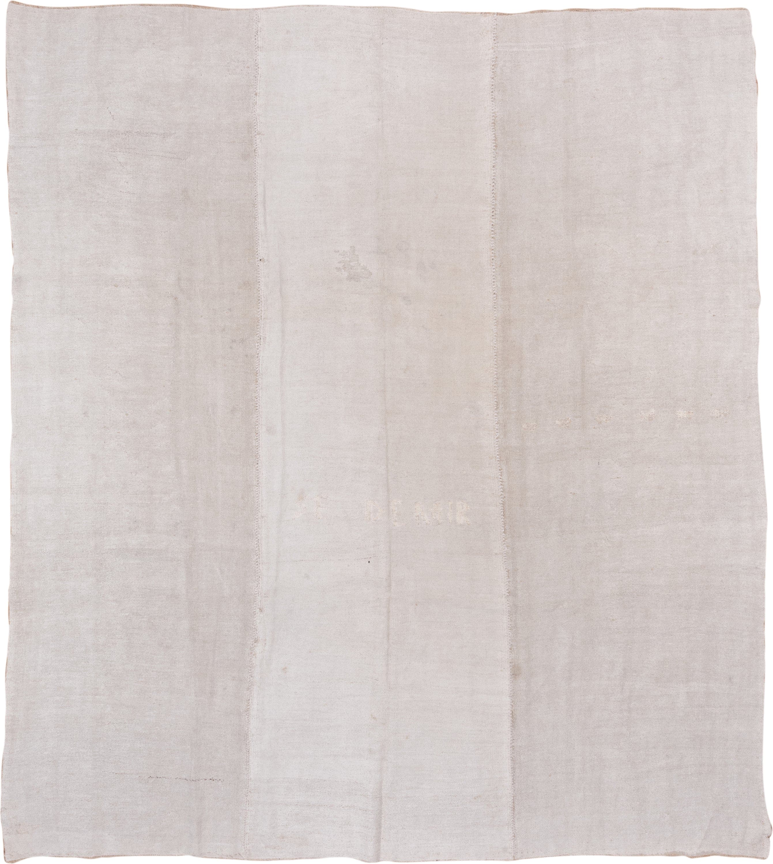 9' x 10' one-of-a-kind handmade antique Hemp Kilim large size rug. Color palette: ivory, cream, taupe, beige, gray