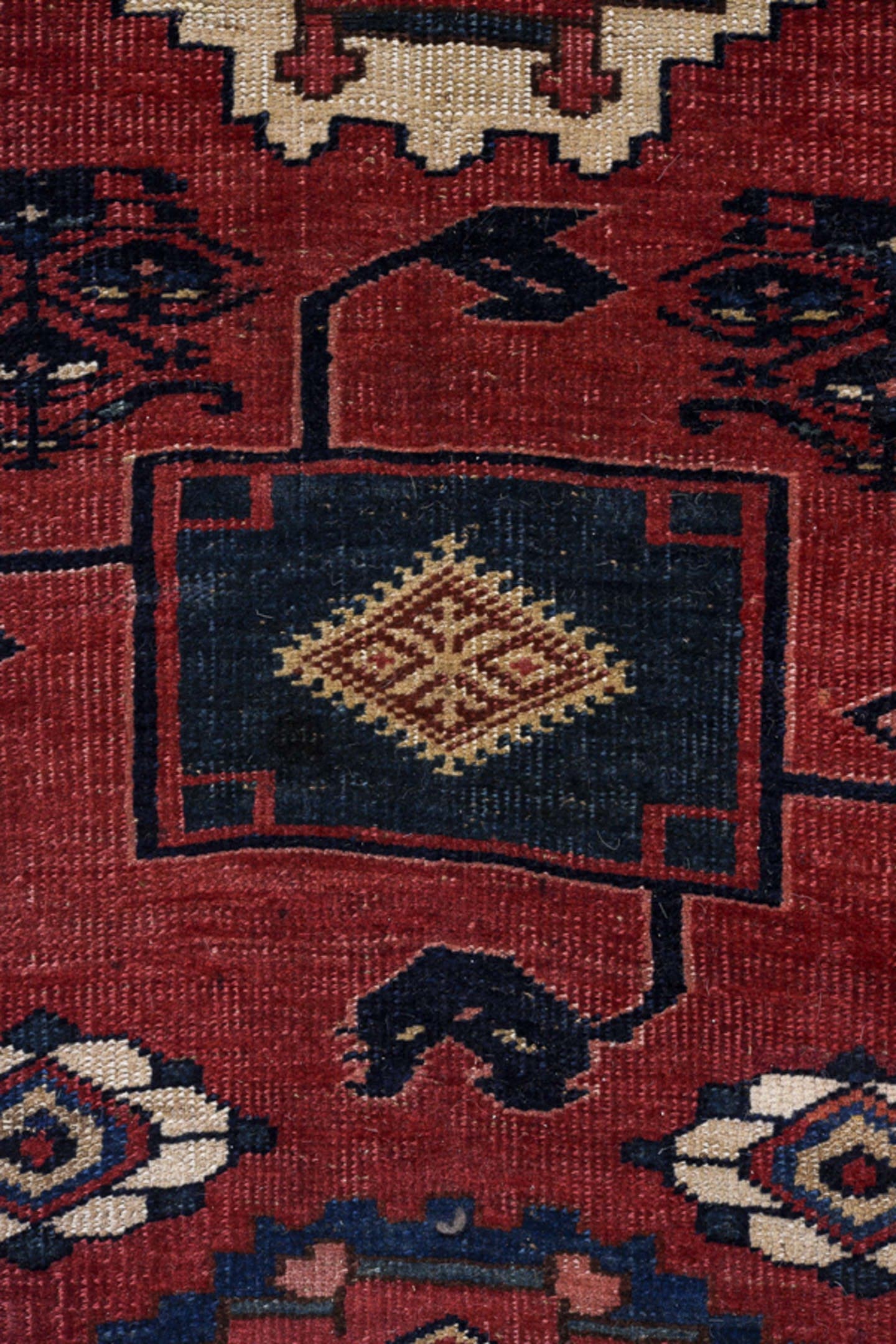 2' x 14' one-of-a-kind handmade antique Bidjar runner rug. Color palette: rust, navy, ivory, crimson, camel, slate, charcoal