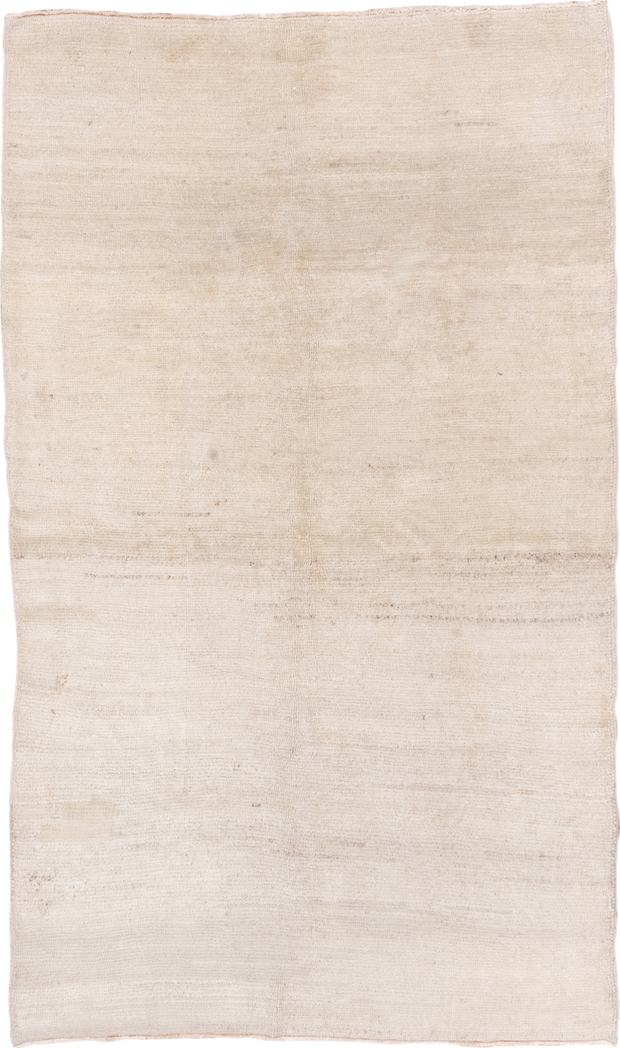 5' x 8' one-of-a-kind handmade antique Tulu medium size rug. Color palette: ivory, cream, beige, taupe, gray