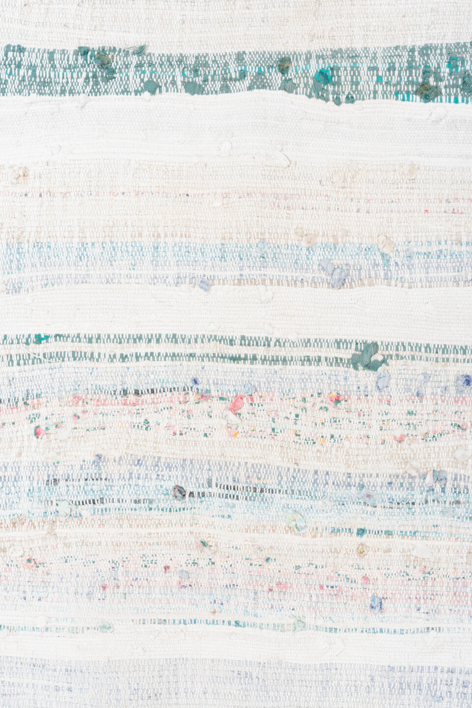 8' x 10' one-of-a-kind handmade vintage Rag Rug large size rug. Color palette: azure, blue, dark gray, gainsboro, gray