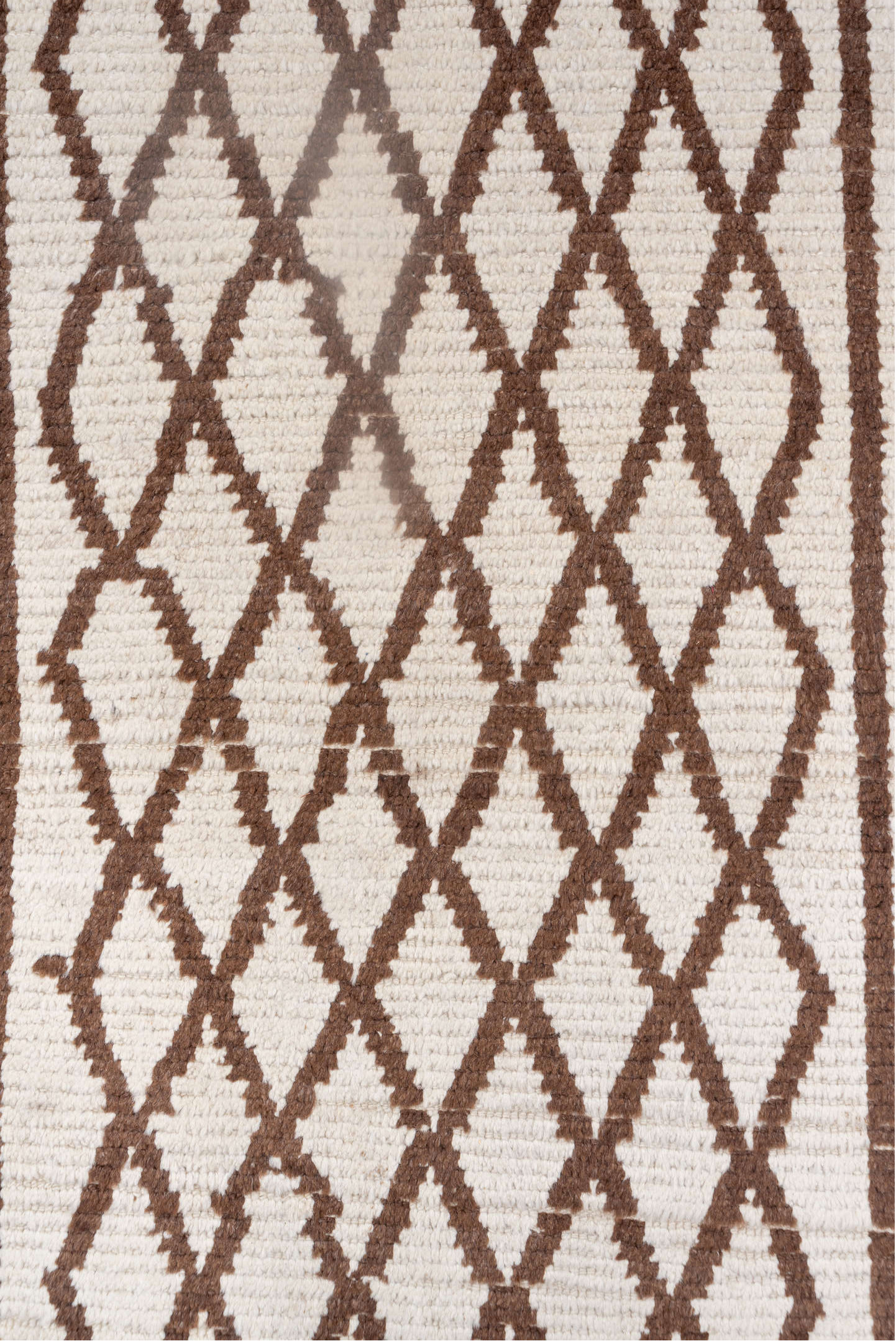 3' x 6' one-of-a-kind handmade vintage Tulu small size rug. Color palette: ivory, brown