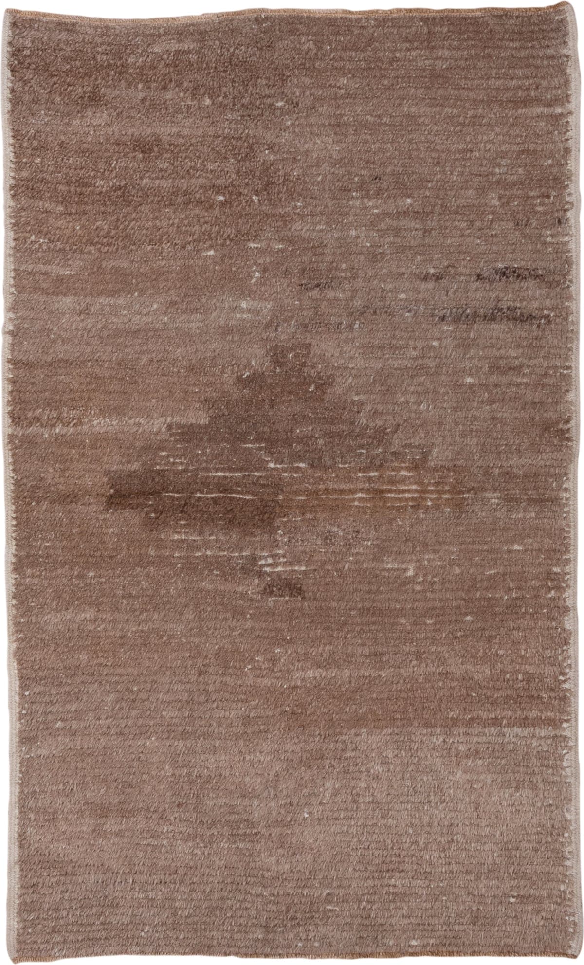 4' x 6' one-of-a-kind handmade antique Tulu small size rug. Color palette: taupe, mushroom, camel, brown, ivory, beige, gray