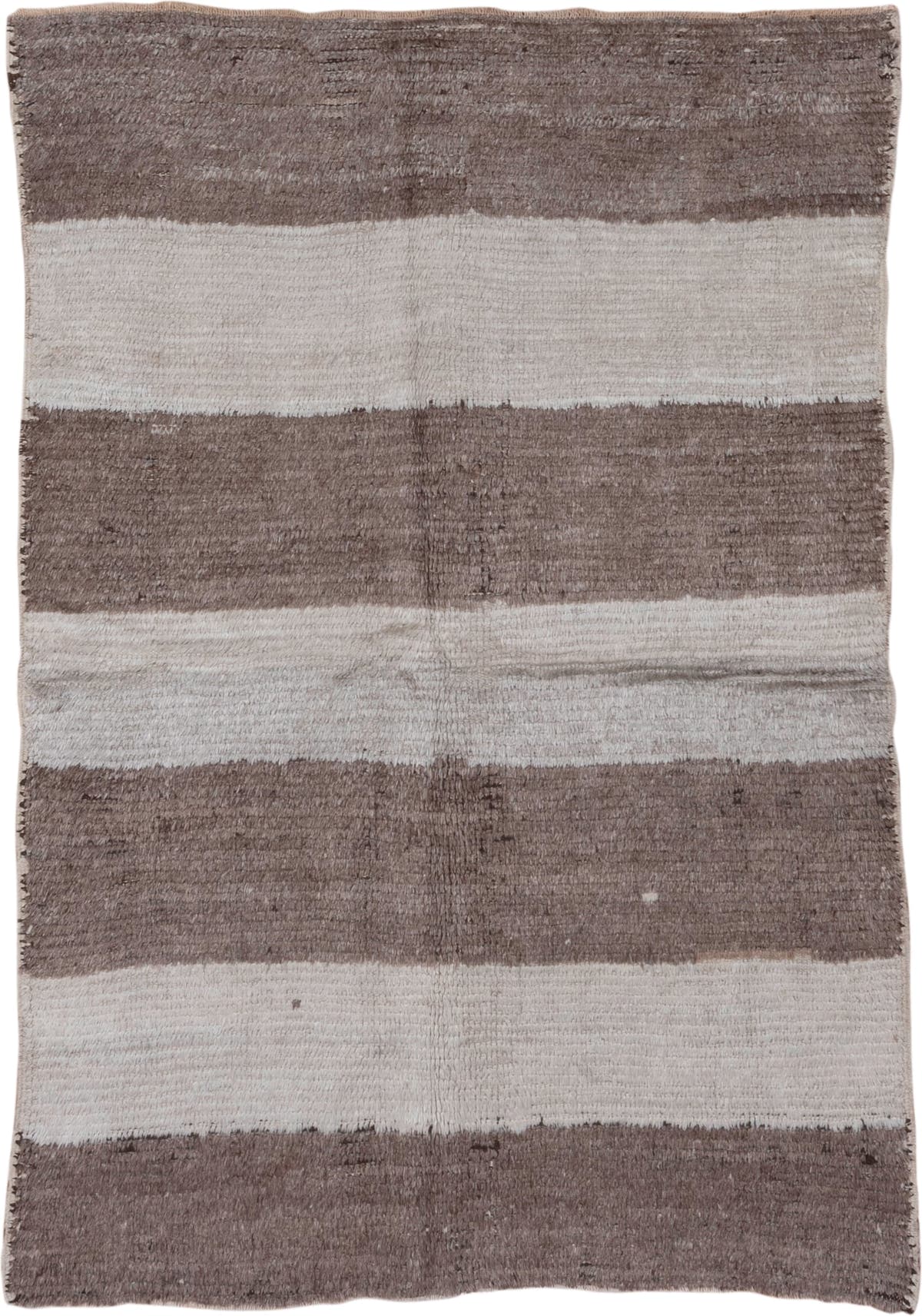 5' x 7' one-of-a-kind handmade antique Moroccan rug. Color palette: taupe, ivory, cream, greige, stone, beige, gray