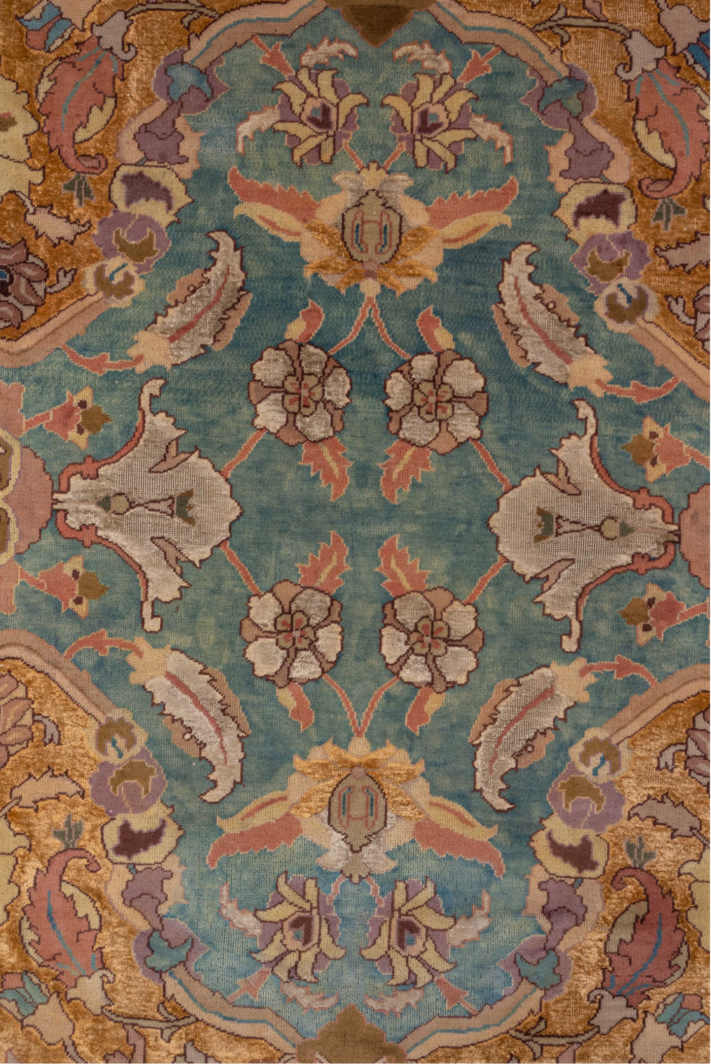 4' x 13' one-of-a-kind handmade vintage Agra runner rug. Color palette: brown, gray, light gray, pink