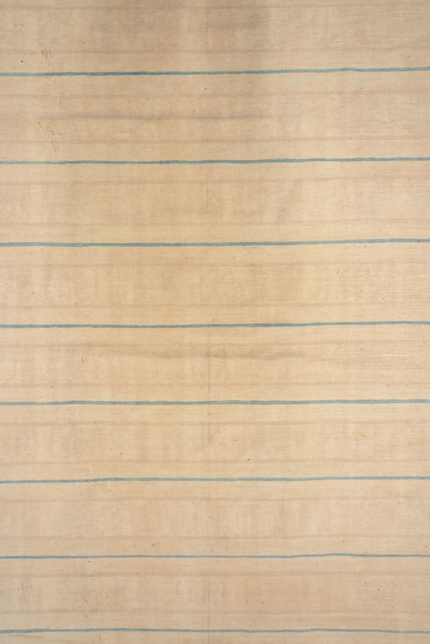 13' x 17' one-of-a-kind handmade antique Dhurrie oversize rug. Color palette: ivory, cream, pale blue, beige, light blue