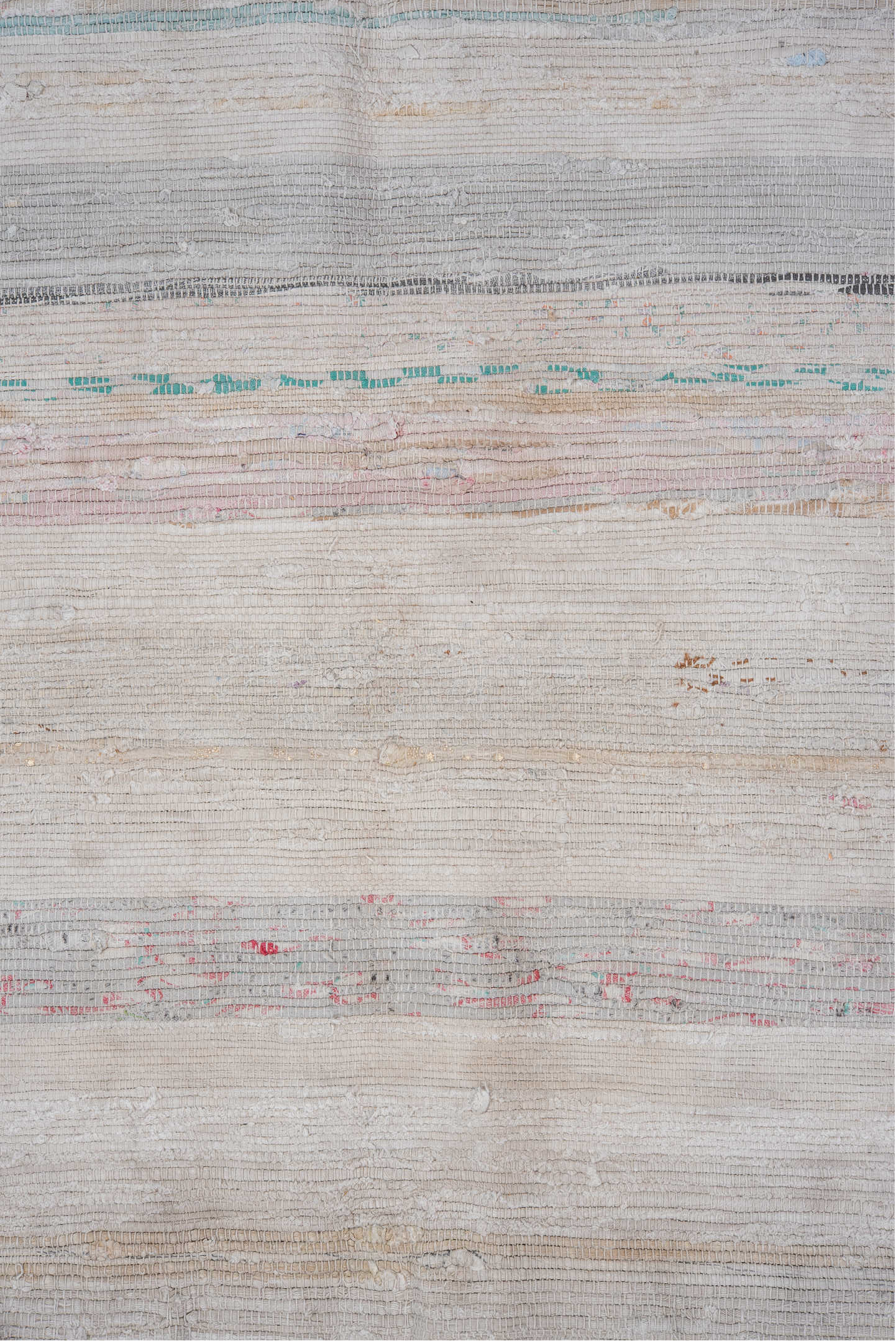 5' x 11' one-of-a-kind handmade vintage Rag Rug rug. Color palette: dark gray, dim gray, gainsboro, gray, light gray