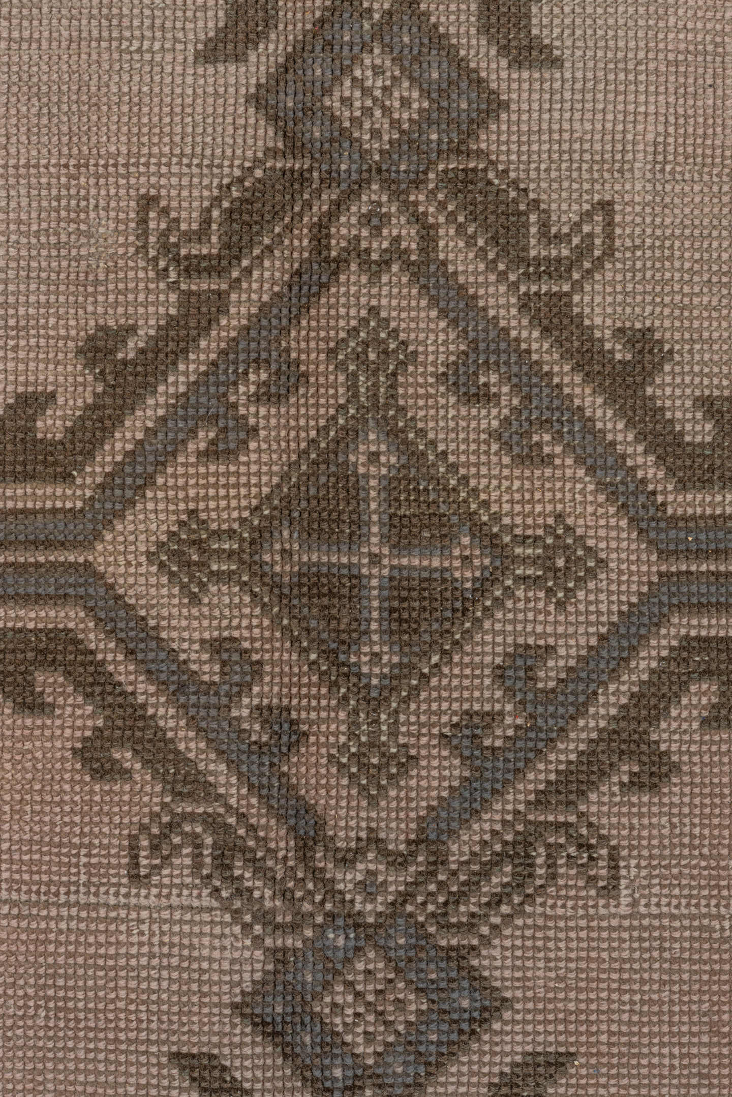 7' x 10' one-of-a-kind handmade antique Oushak large size rug. Color palette: taupe, brown, charcoal, greige, ivory, beige