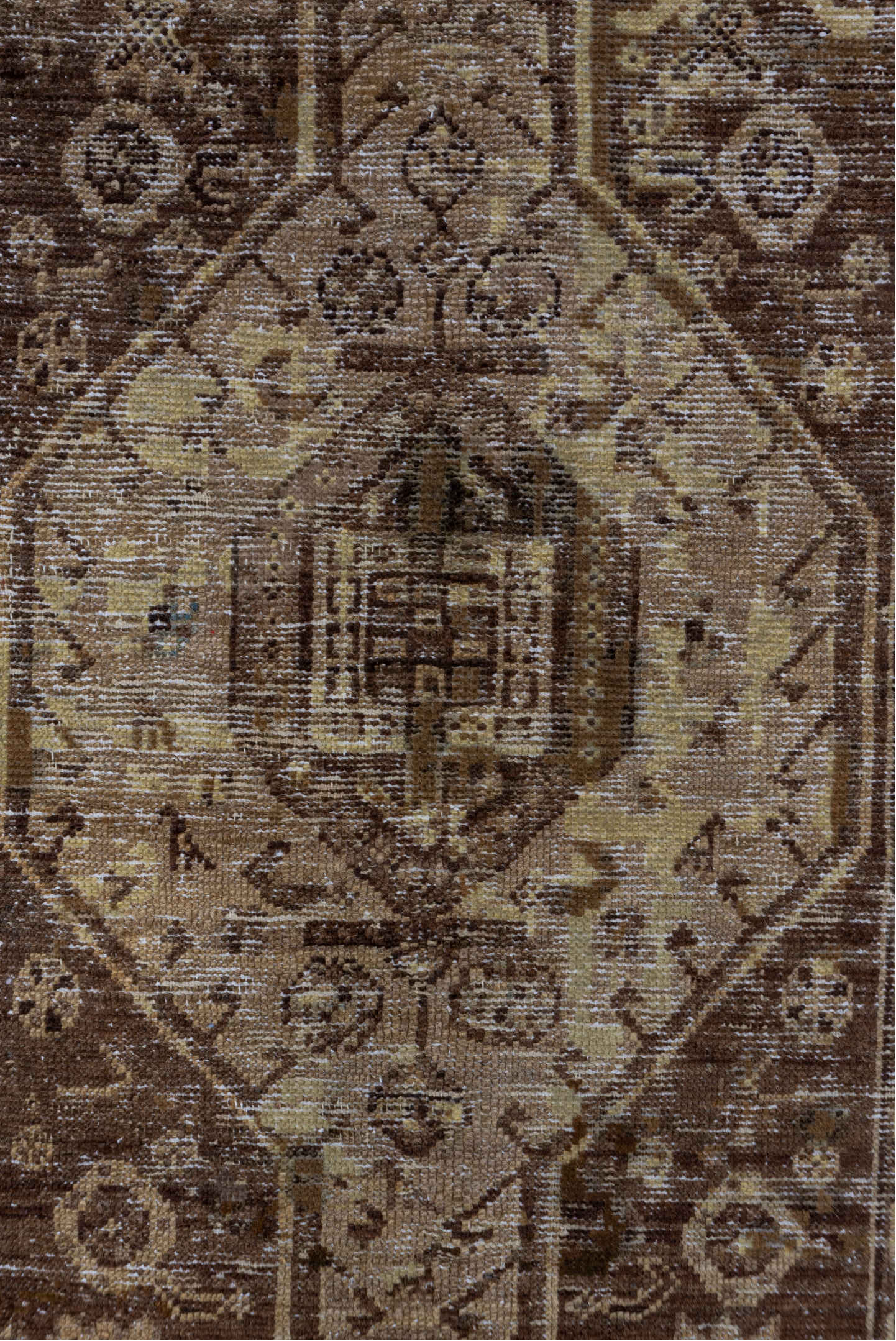 3' x 5' one-of-a-kind handmade antique Hamadan small size rug. Color palette: brown, ivory, taupe, camel, charcoal, beige
