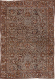 6' x 9' one-of-a-kind handmade antique Sivas medium size rug. Color palette: ivory, rust, taupe, camel, slate, brown