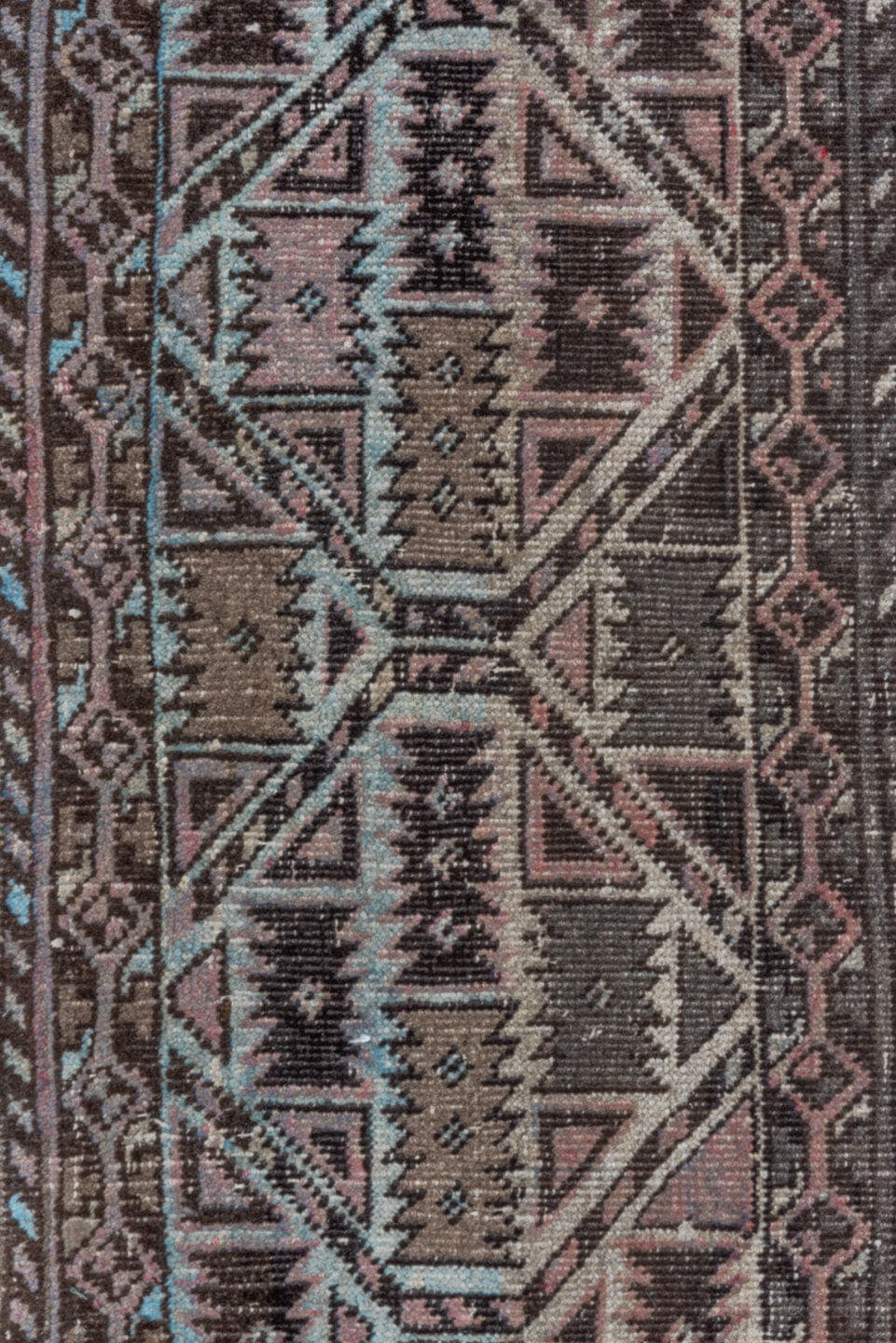 1' x 4' one-of-a-kind handmade antique Hamadan small size rug. Color palette: brown, ivory, taupe, rose, charcoal, slate