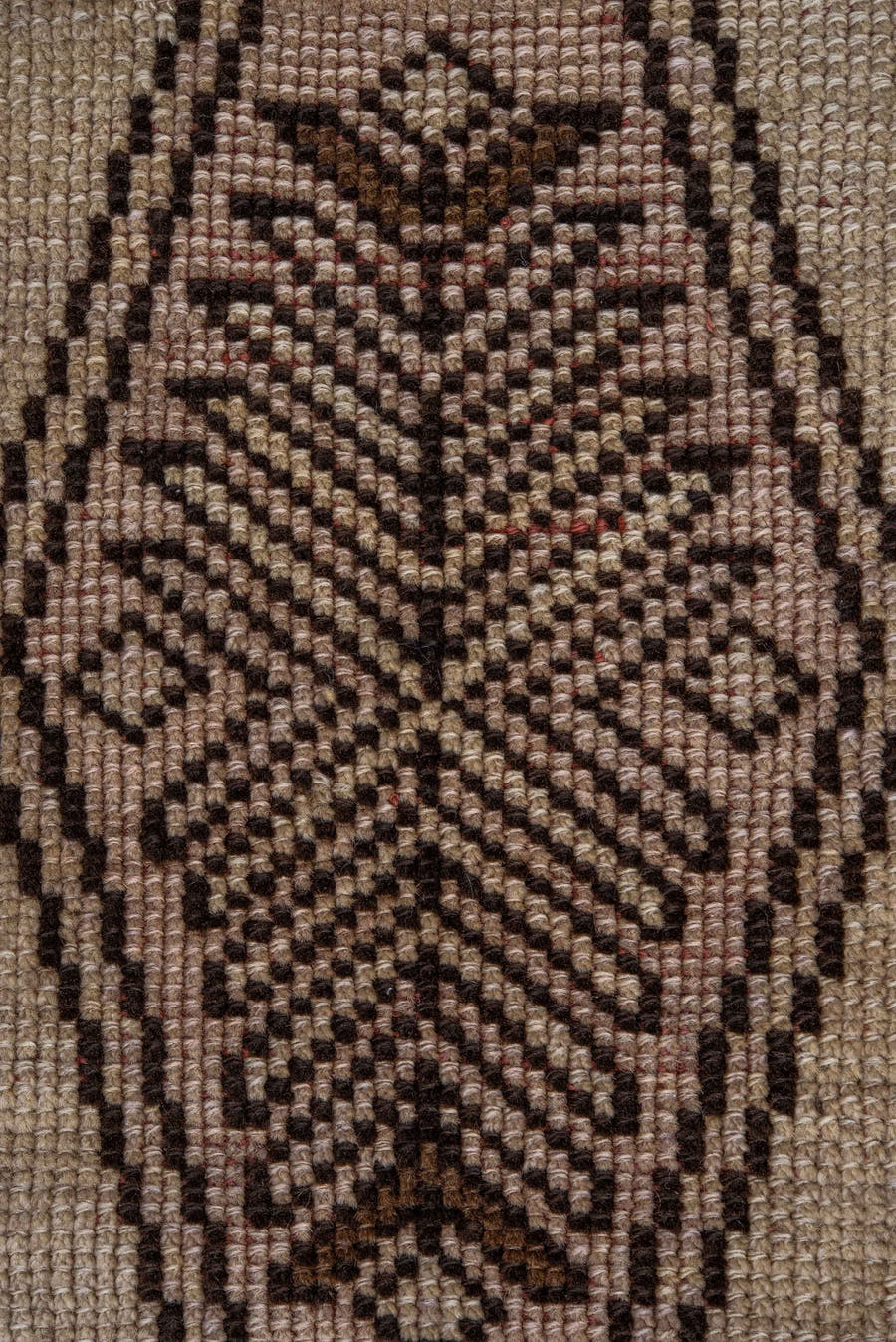 2' x 7' one-of-a-kind handmade antique Trans Caucasian runner rug. Color palette: rust, ivory, brown, charcoal, terracotta