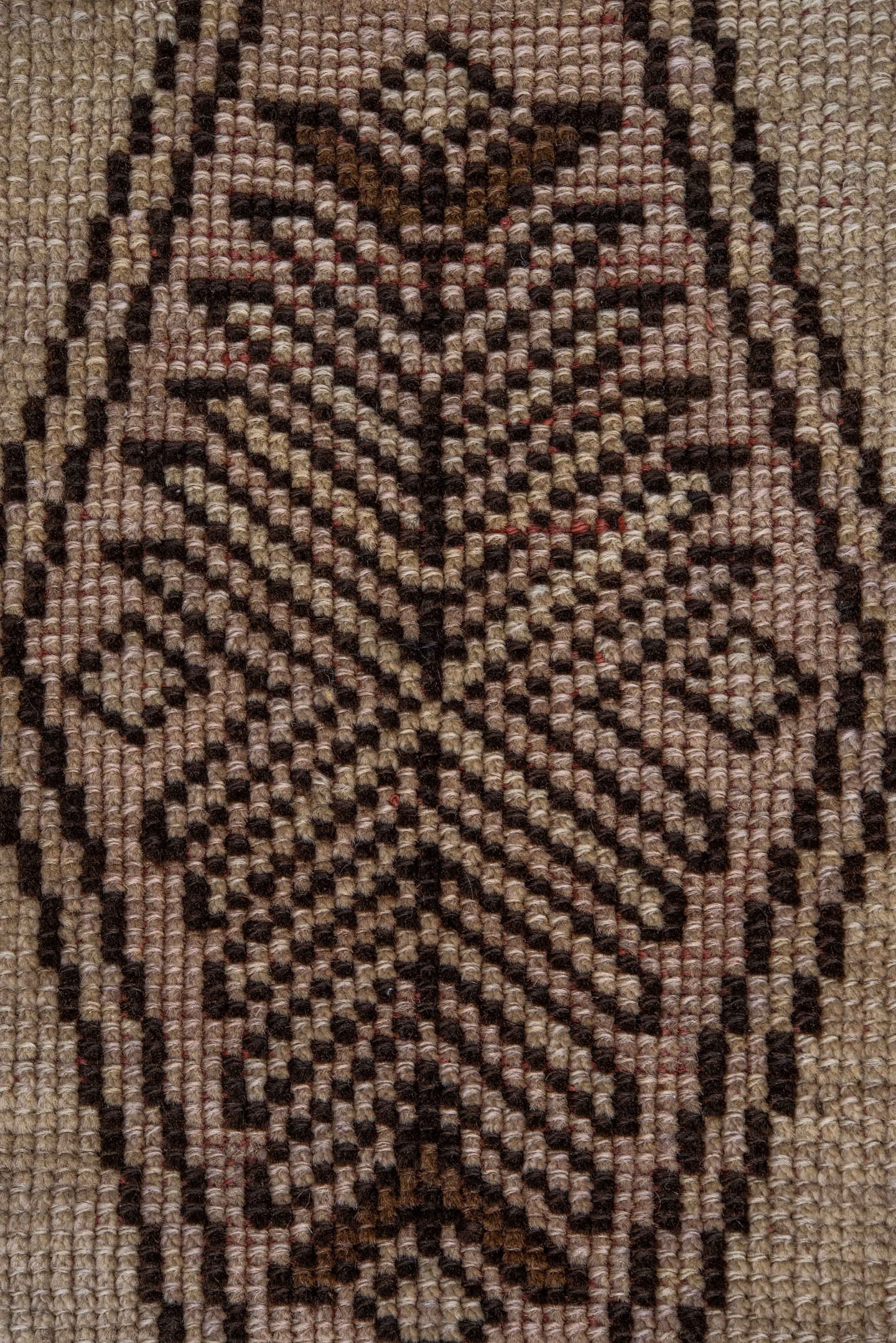 2' x 7' one-of-a-kind handmade antique Trans Caucasian runner rug. Color palette: rust, ivory, brown, charcoal, terracotta