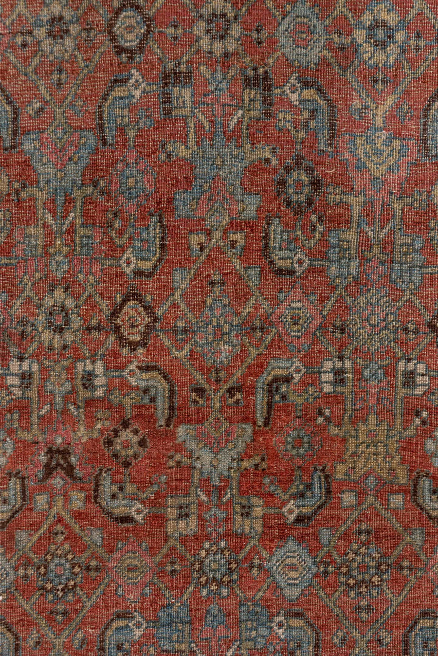 4' x 6' one-of-a-kind handmade antique Kurd small size rug. Color palette: rust, ivory, slate, taupe, charcoal, rose, brown