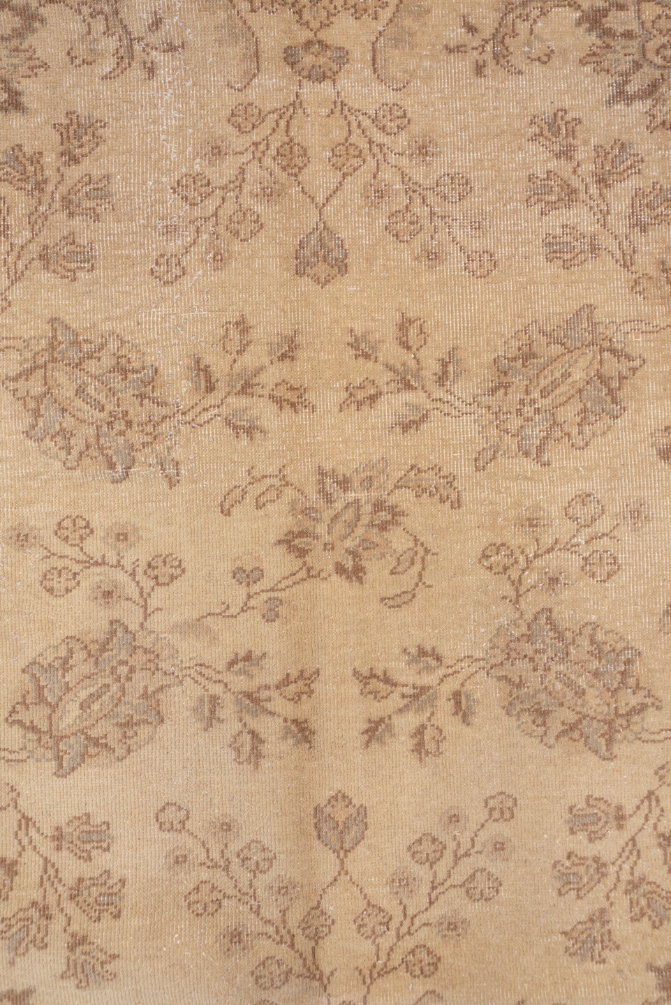 8' x 11' one-of-a-kind handmade vintage Sivas large size rug. Color palette: brown, off-white, orange, pink, tan