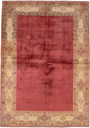 6' x 8' one-of-a-kind handmade vintage Tabriz medium size rug. Color palette: rose, ivory, camel, dusty pink, burgundy