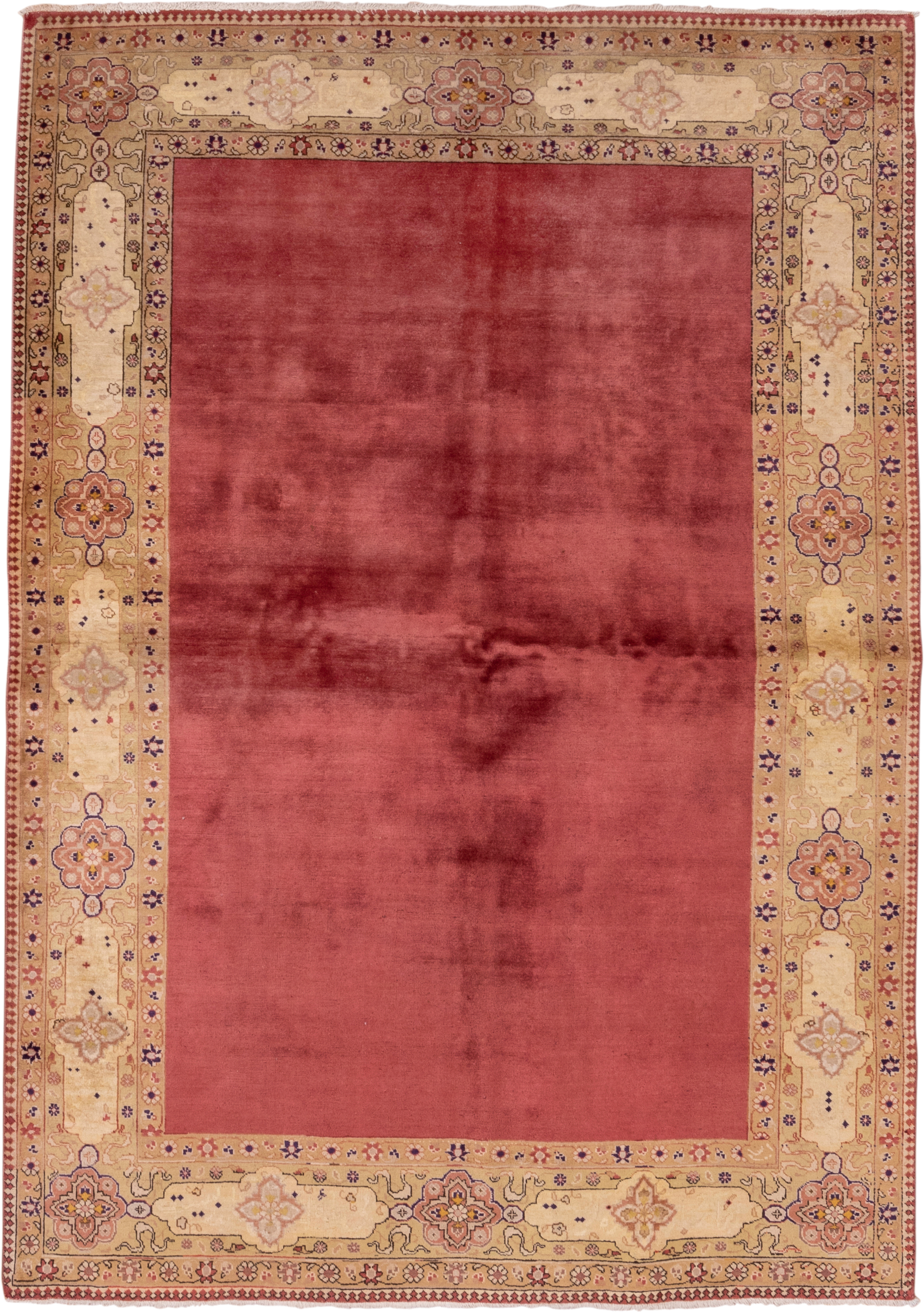 6' x 8' one-of-a-kind handmade vintage Tabriz medium size rug. Color palette: rose, ivory, camel, dusty pink, burgundy