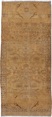 2' x 6' one-of-a-kind handmade antique Malayer runner rug. Color palette: camel, taupe, brown, tan, ivory, beige, gray