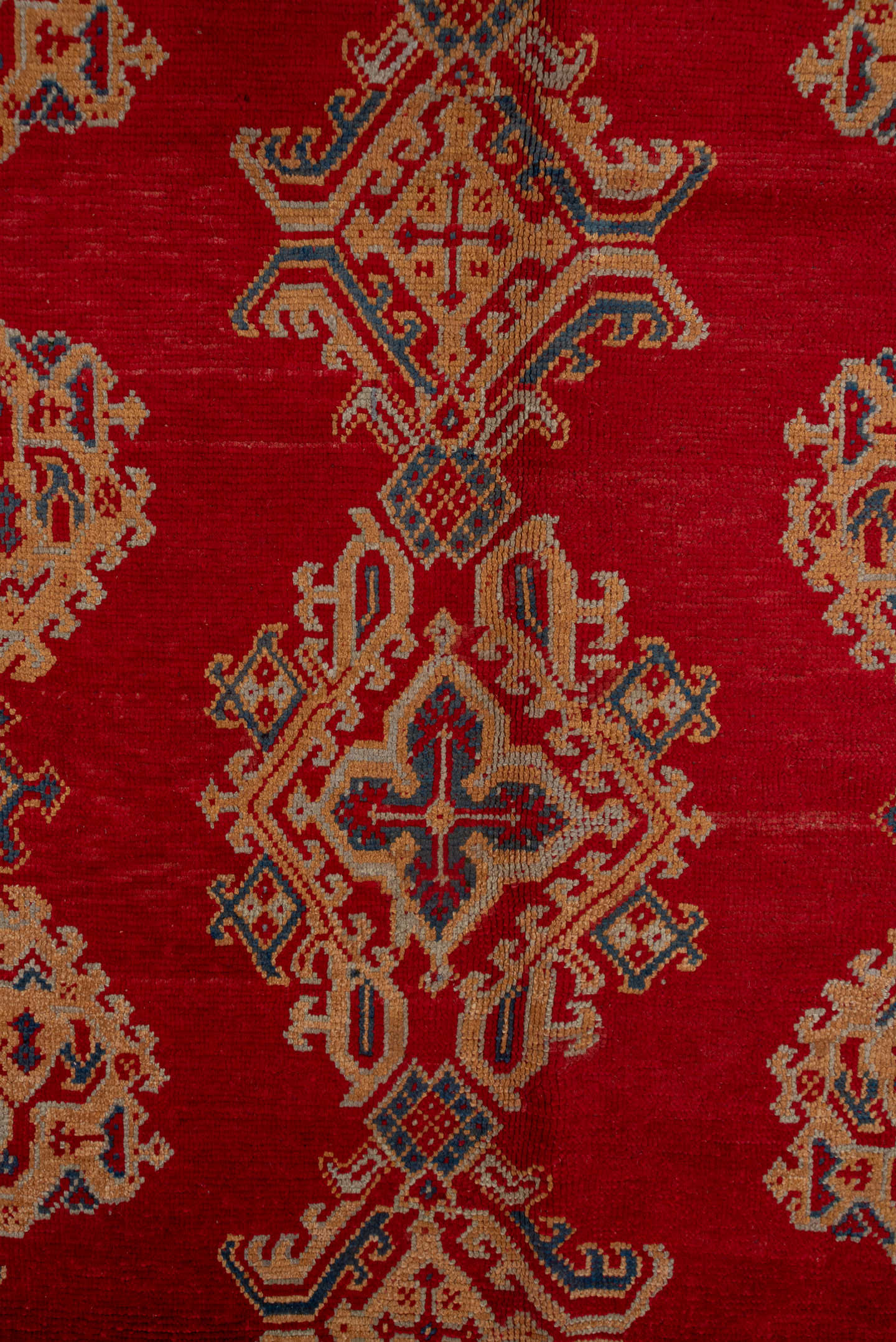 10' x 13' one-of-a-kind handmade antique Oushak large size rug. Color palette: red, ivory, navy, camel, rust, sky_blue, blue