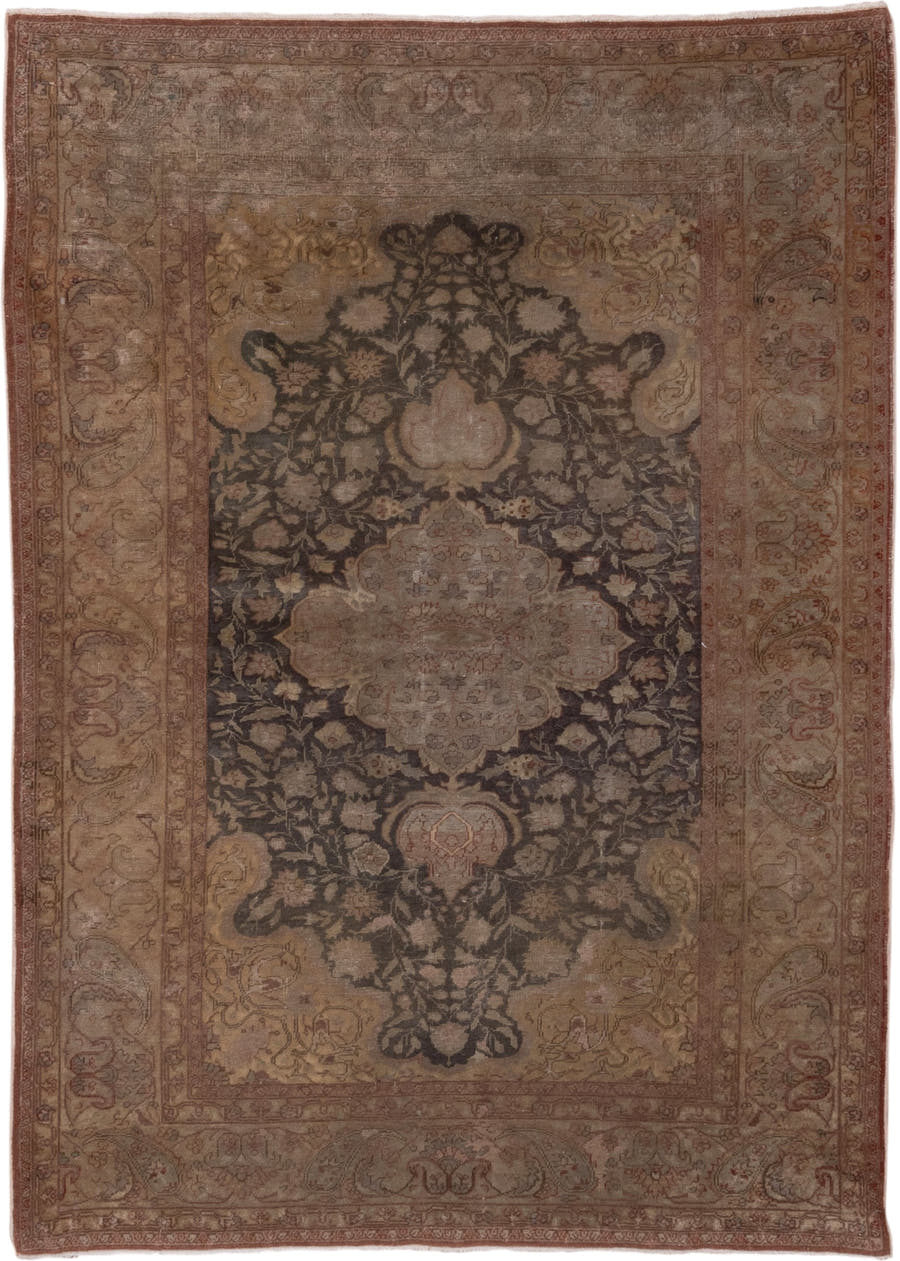 4' x 6' one-of-a-kind handmade antique Sivas small size rug. Color palette: taupe, rose, charcoal, camel, terra cotta, beige
