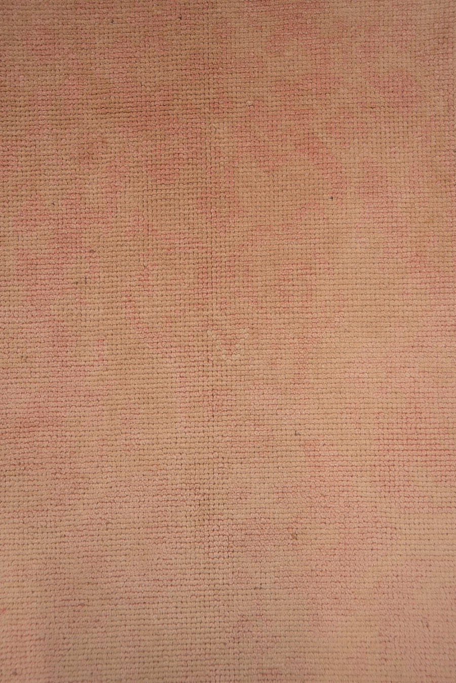 3' x 11' one-of-a-kind handmade antique Oushak runner rug. Color palette: blush, rose, peach, taupe, camel, pink, red