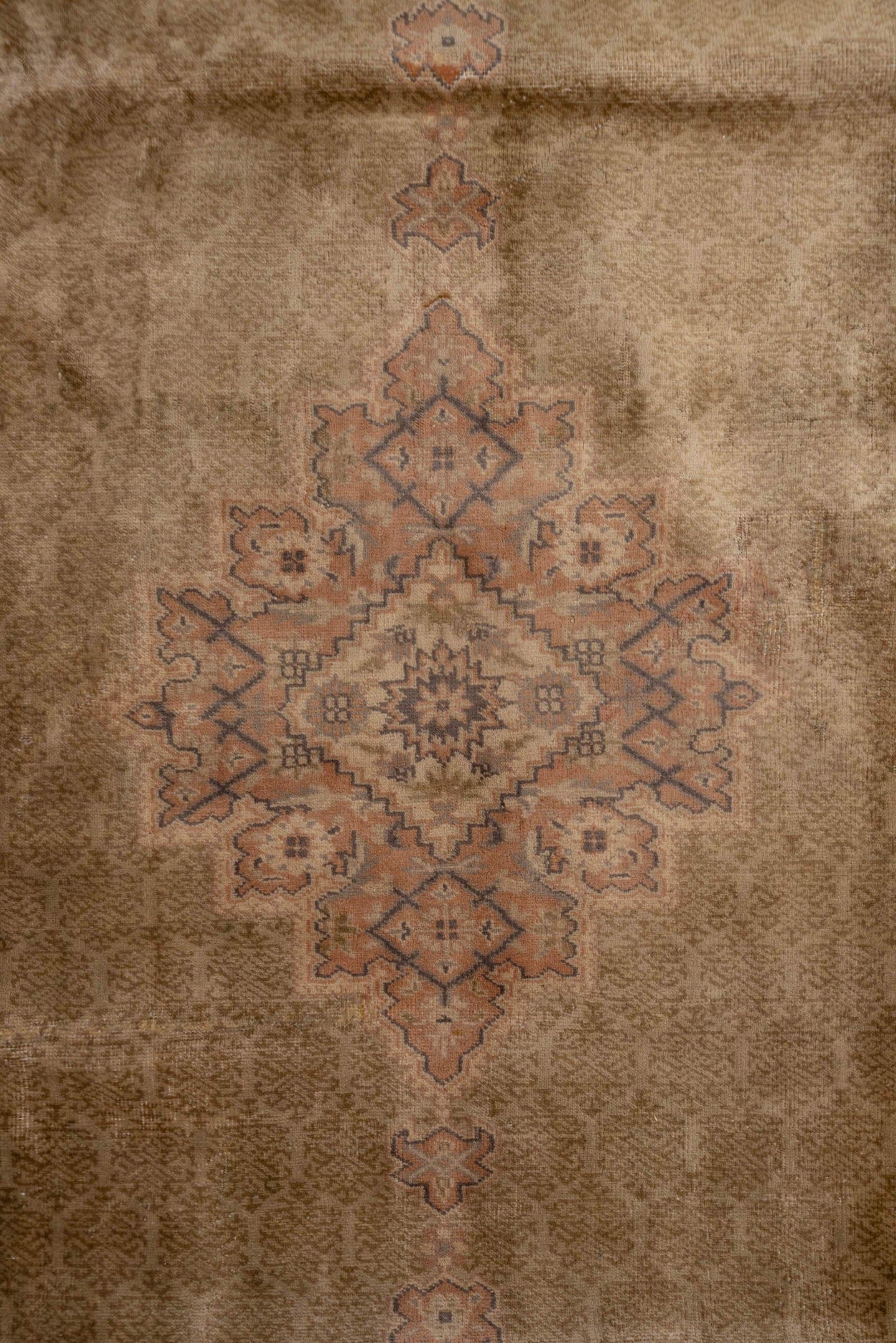 8' x 10' one-of-a-kind handmade antique Sivas large size rug. Color palette: camel, taupe, beige, charcoal, rose, ivory
