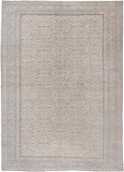 6' x 9' one-of-a-kind handmade vintage Sivas medium size rug. Color palette: ivory, taupe, pale blue, sage, beige, soft pink