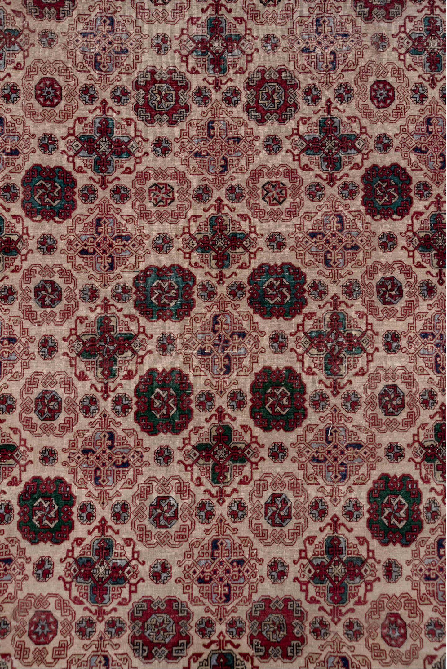 6' x 10' one-of-a-kind handmade vintage Hereke large size rug. Color palette: ivory, burgundy, navy, rose, taupe, slate
