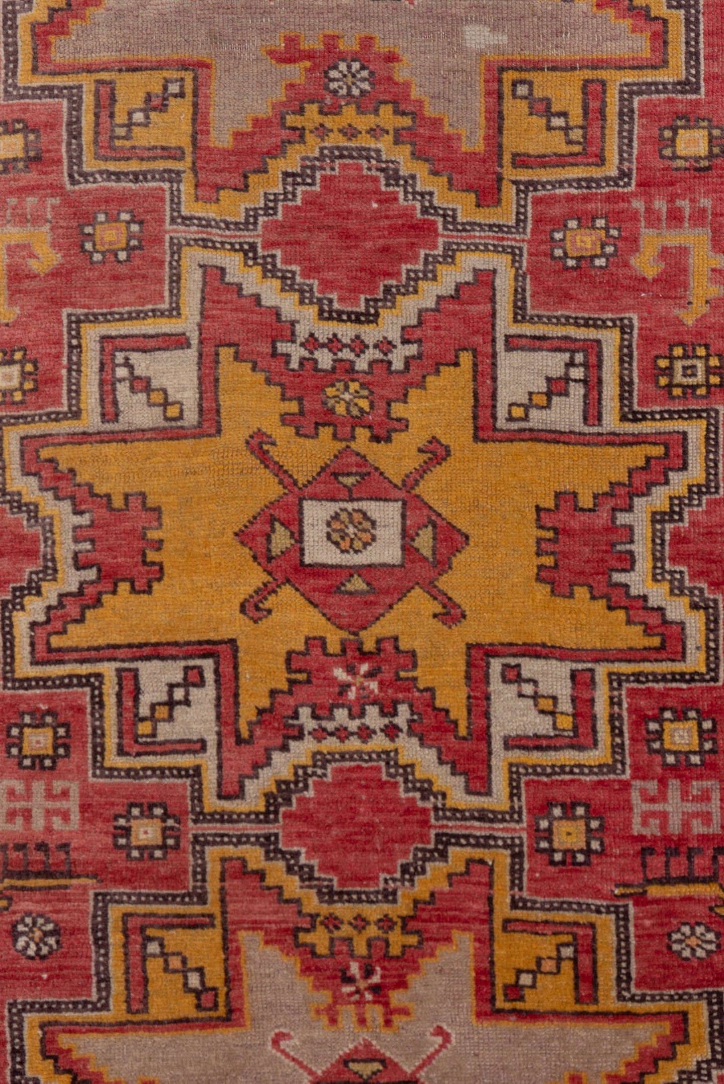3' x 5' one-of-a-kind handmade antique Oushak small size rug. Color palette: terra cotta, ivory, gold, rust, camel, saffron