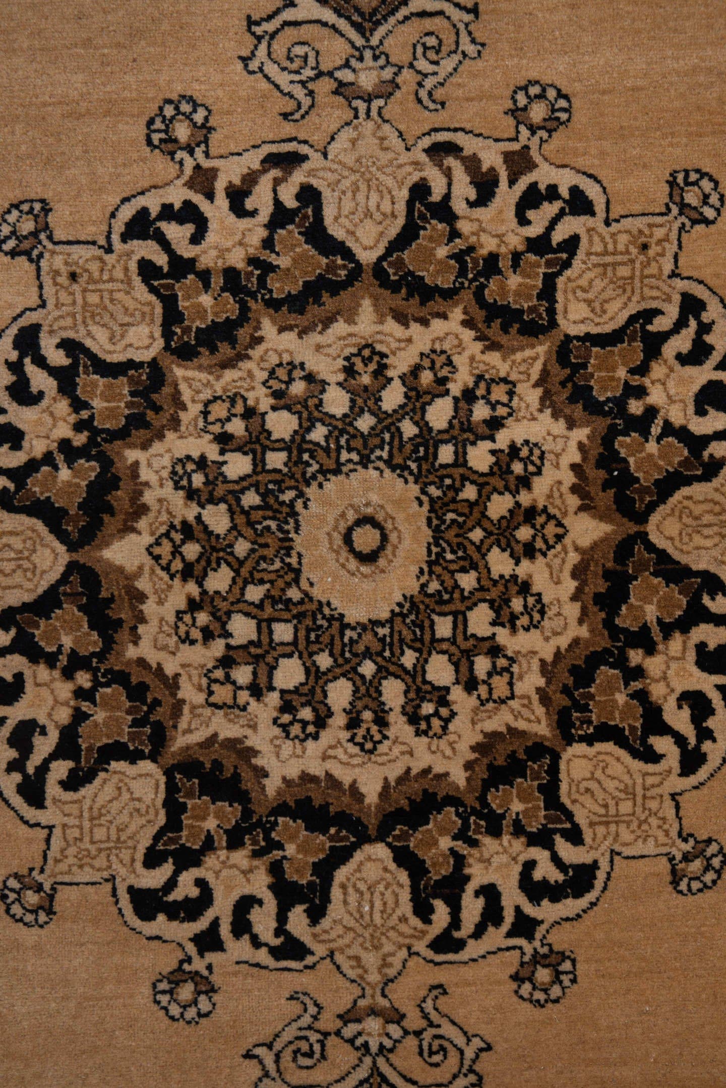 4' x 6' one-of-a-kind handmade antique Tabriz small size rug. Color palette: camel, brown, ivory, walnut, taupe, charcoal