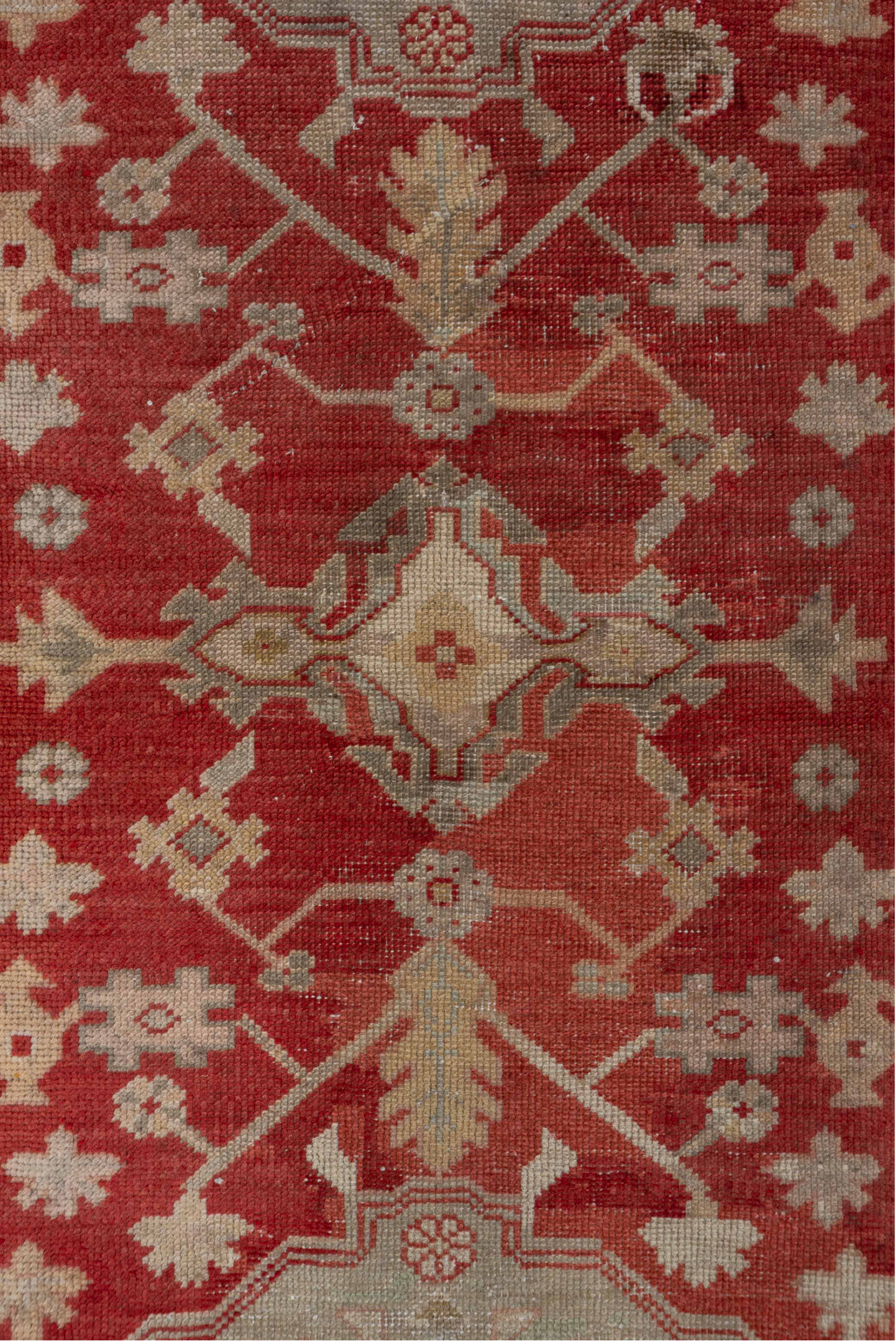 3' x 11' one-of-a-kind handmade vintage Oushak runner rug. Color palette: brown, dark red, maroon, off-white, orange, pink