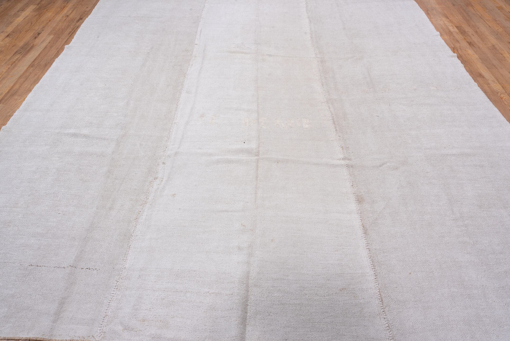 9' x 10' one-of-a-kind handmade antique Hemp Kilim large size rug. Color palette: ivory, cream, taupe, beige, gray
