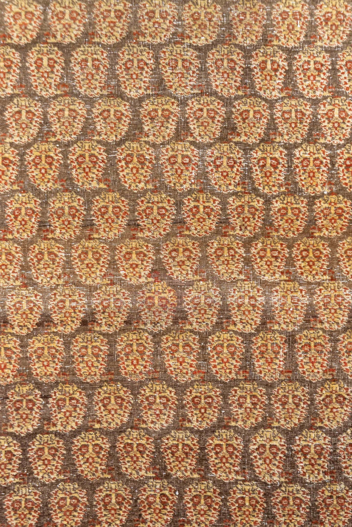 4' x 5' one-of-a-kind handmade vintage Tabriz small size rug. Color palette: rust, ivory, brown, camel, taupe, terracotta
