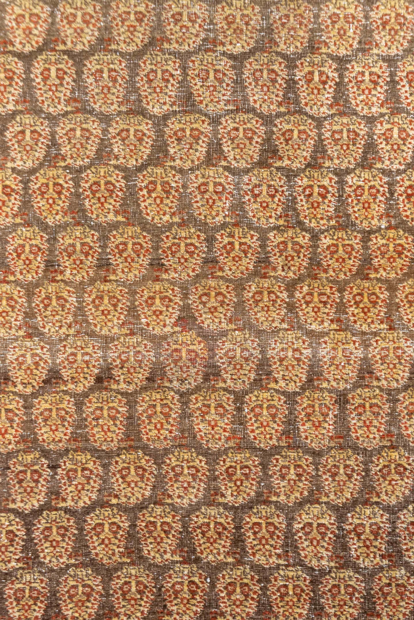 4' x 5' one-of-a-kind handmade vintage Tabriz small size rug. Color palette: rust, ivory, brown, camel, taupe, terracotta