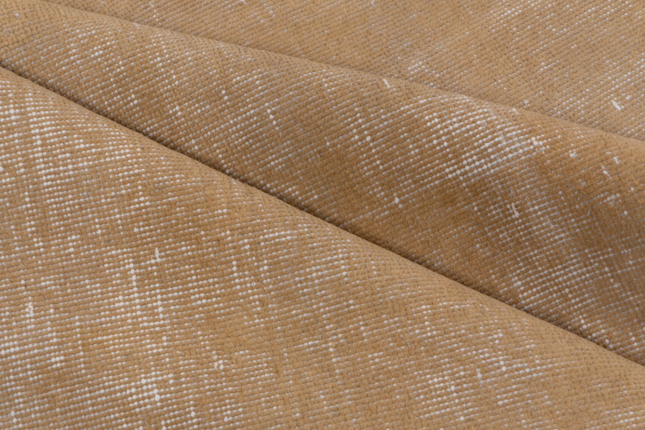 5' x 6' one-of-a-kind handmade vintage Sparta rug. Color palette: camel, beige, ivory, tan